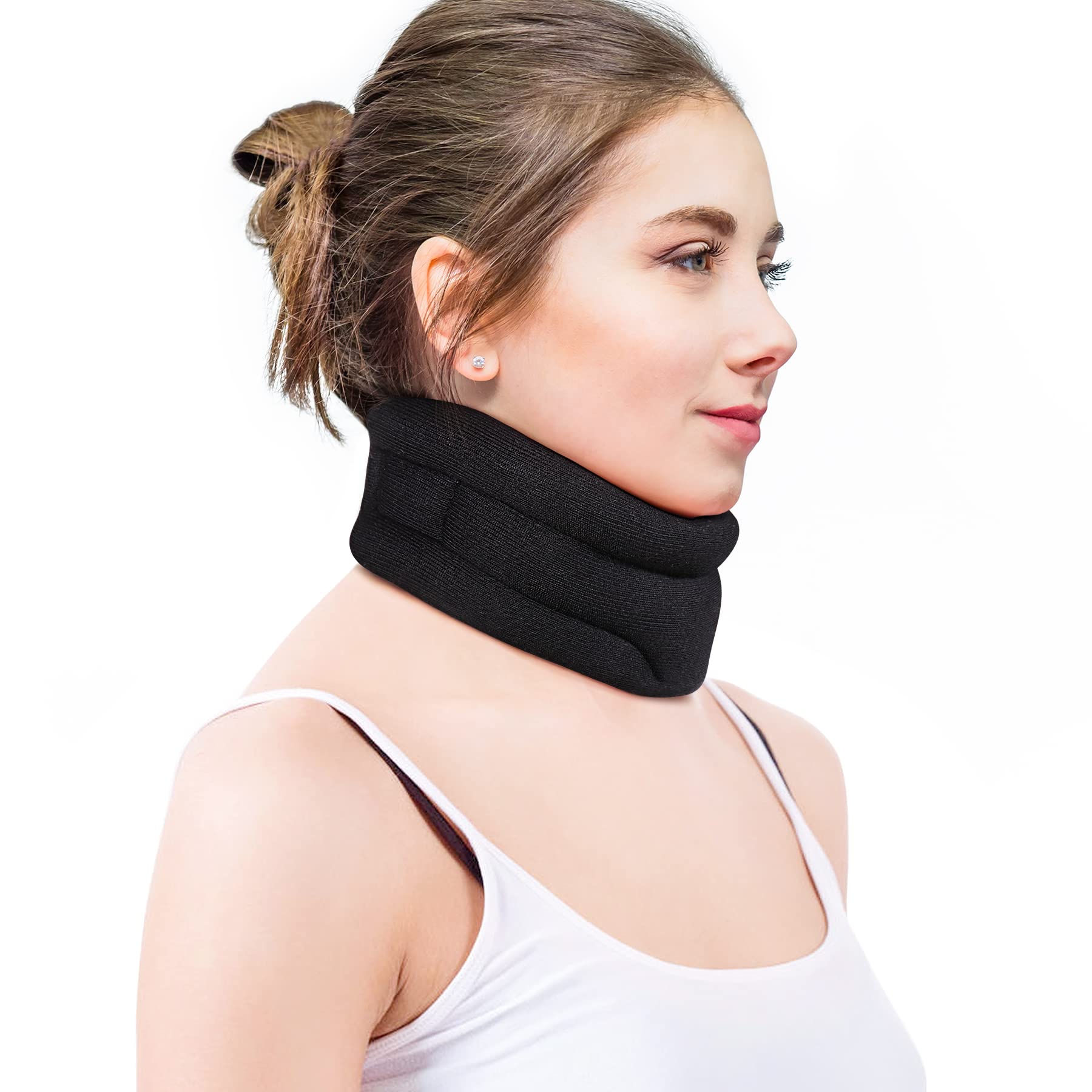 RESTCLOUD Neck Brace for Neck Pain Relief Cervical Collar for Sleeping Soft  Foam Neck Support Relieves Pain & Pressure in Spine Wraps Keep Vertebrae  Stable and Aligned (2.5 Depth Collar S) Small