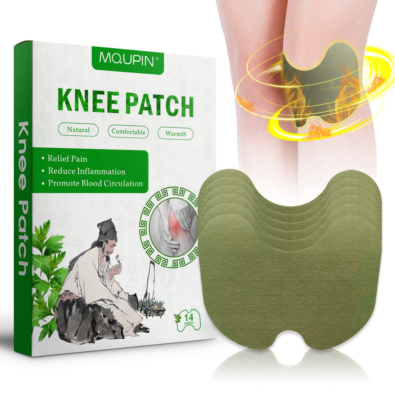 MQUPIN Knee Pain Relief Patches, Wormwood Pain Relief Patches