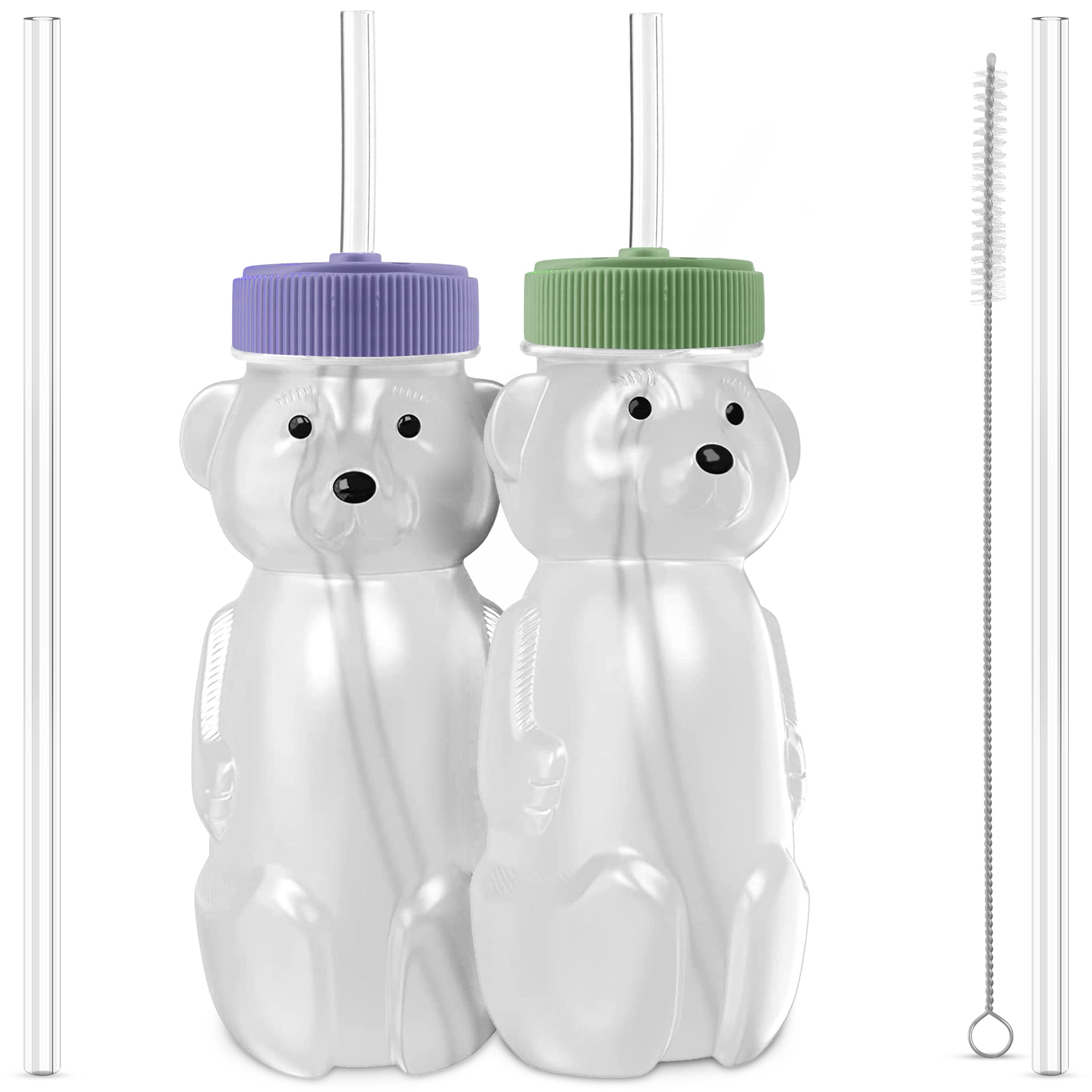 Honey Bear Straw Cups (3-Pack); 8-Ounce Therapy Sippy Bottles w