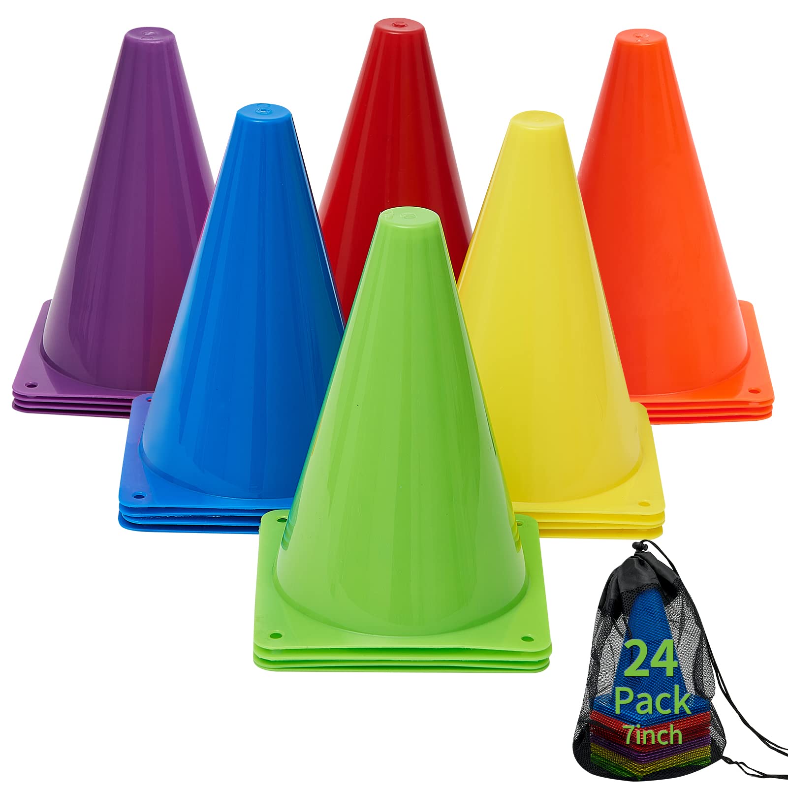 Champion Hi Visibility Plastic Cone Set, Vinyl, Assorted Colors - 6 count