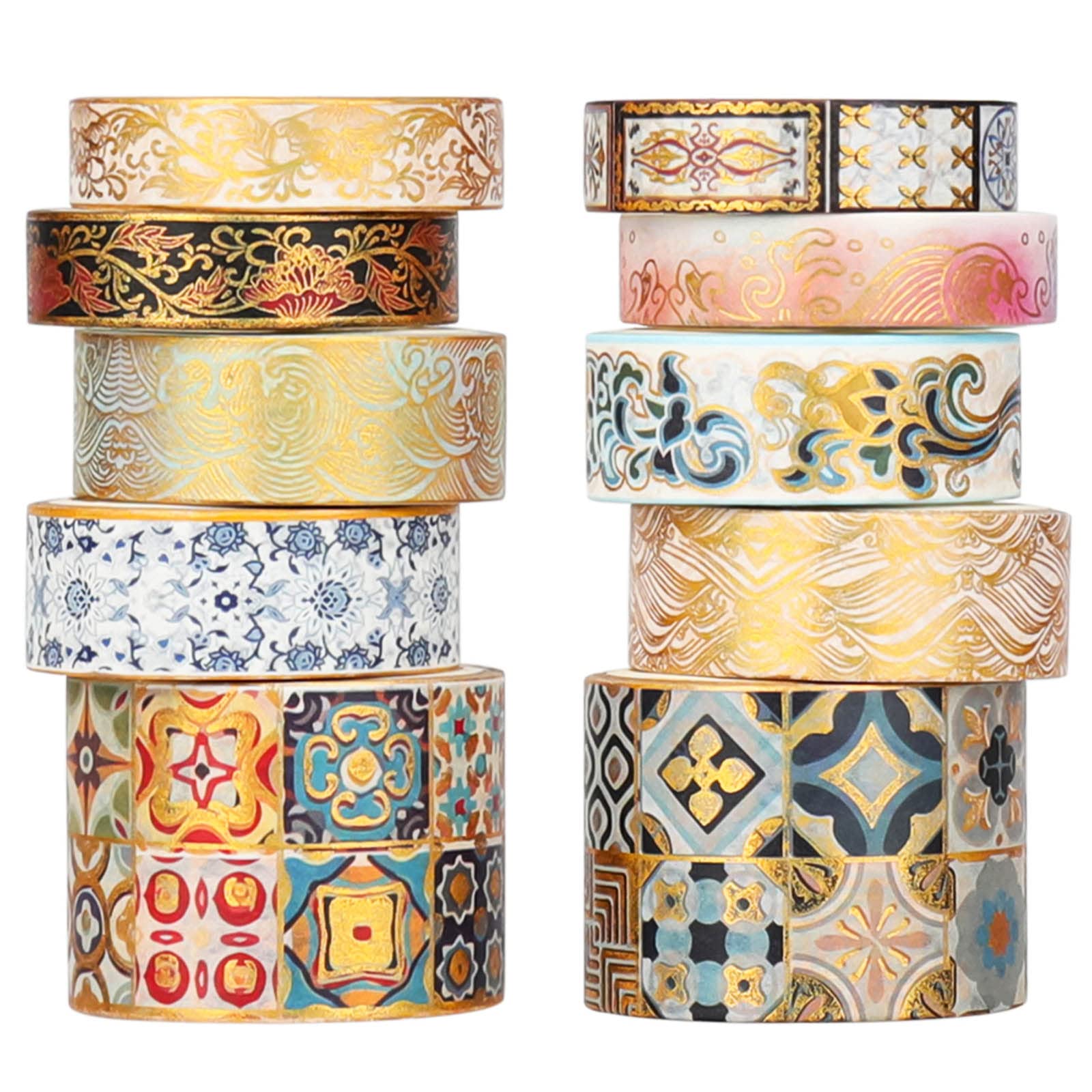 Gold Foil Paper Tape Set, Washi Tape, Masking Tape for Gift