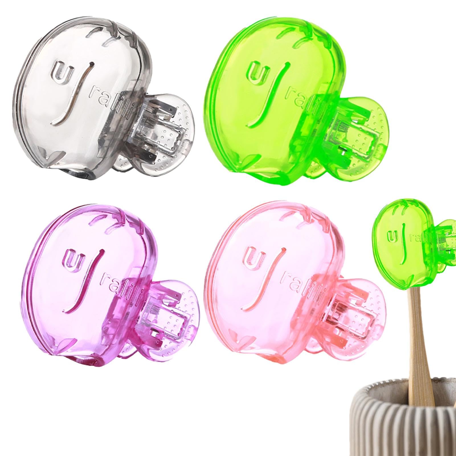 4 Pack Travel Toothbrush Head Covers - Colorful Plastic Protector Caps For Home & Travel