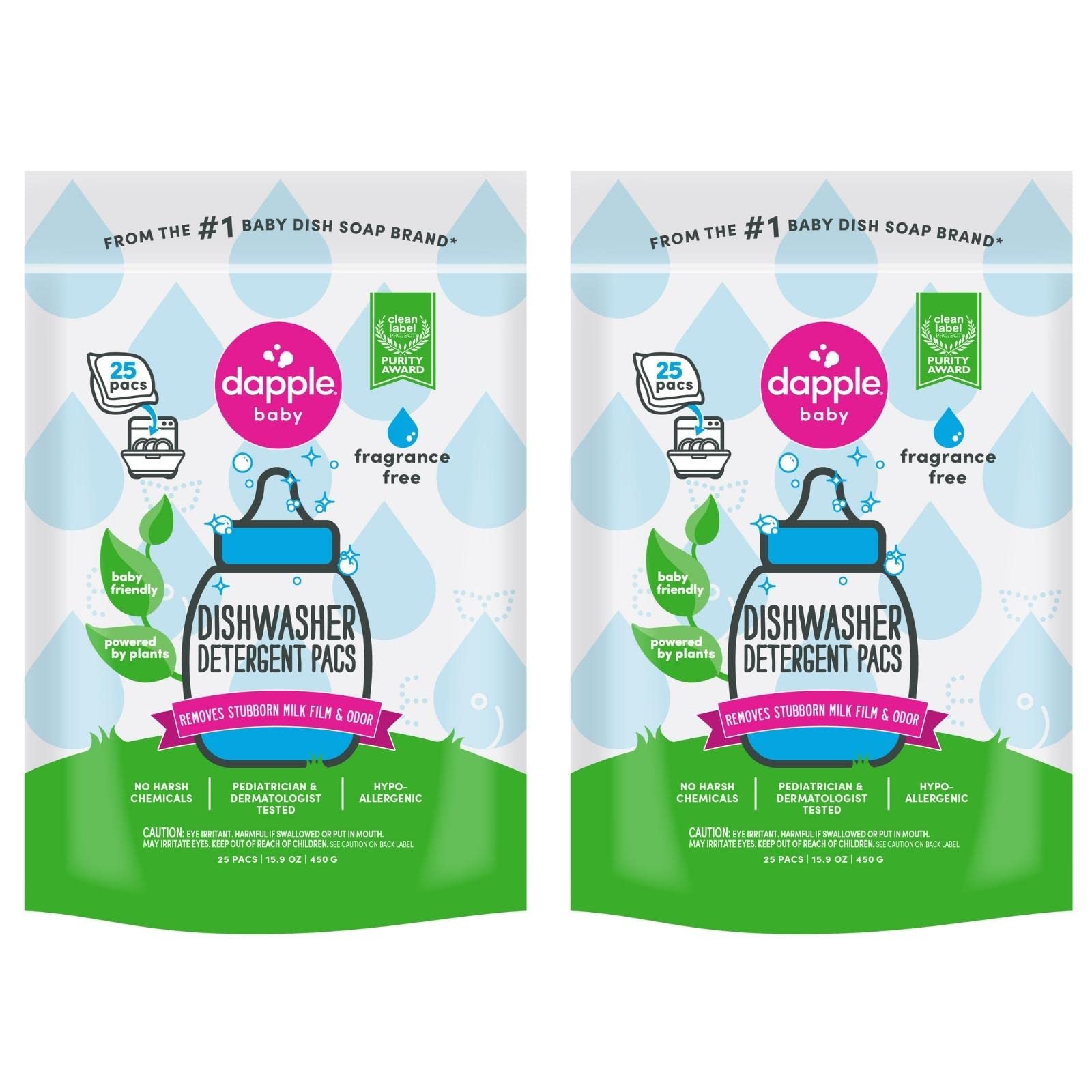 Breast Pump Wipes by Dapple Baby, 25 Count (Pack of 3), Fragrance Free,  Plant Based & Hypoallergenic Breast Pump Wipes - Removes Milk Residue,  Leaves