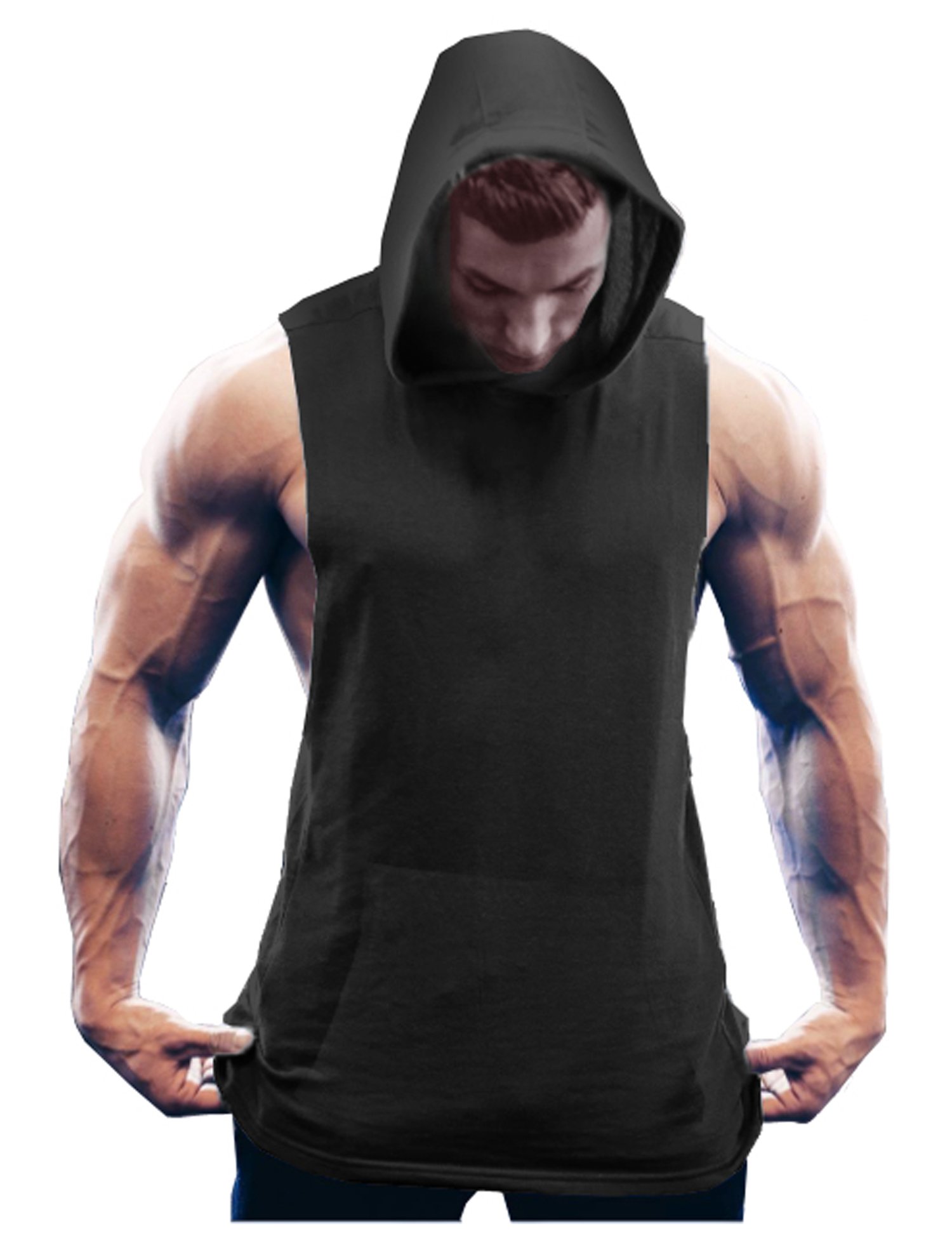 COOFANDY Men's Workout Hooded Tank Tops Bodybuilding Muscle Cut Off T Shirt  Sleeveless Gym Hoodies X