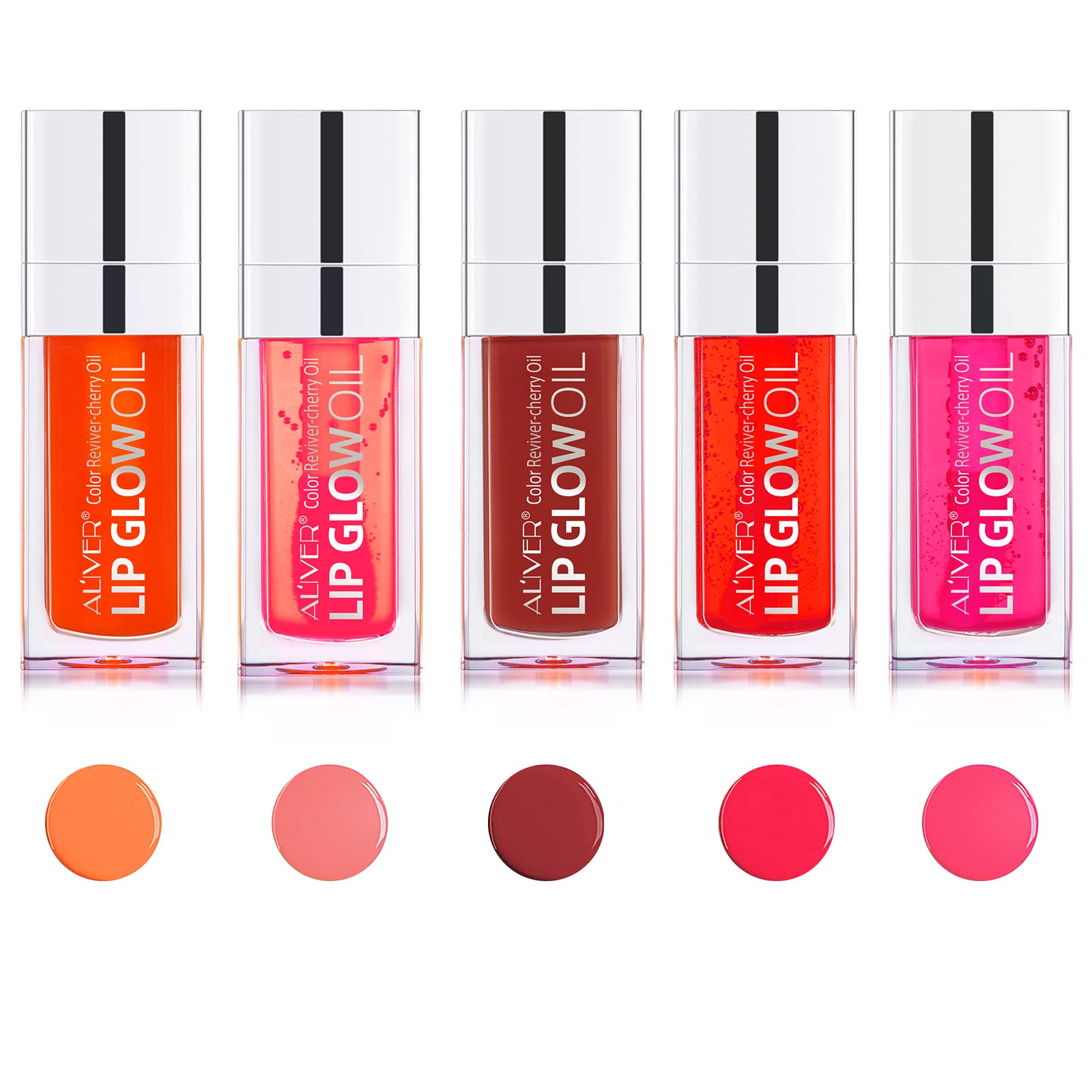 Joyeee 6Pcs Lip Glow Oil Wet, Hydrating Candy Lip Gloss Flavoring Oil Kit,  Transparent Clear, Pink Peach, Nude Orange, Red Strawberry, Candy Grape Lip