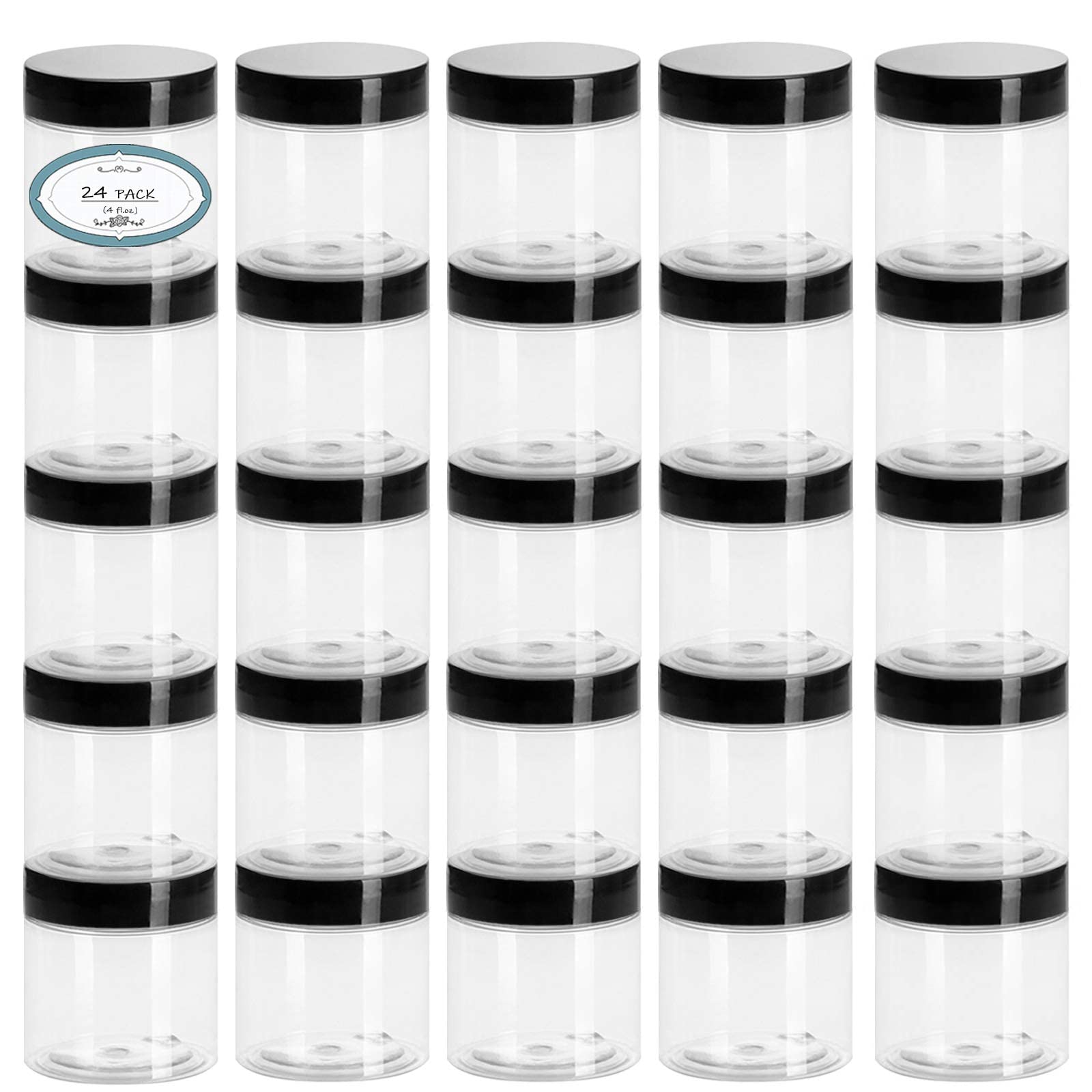 Houseables 4 Oz Plastic Containers with Lids, Body Butter Jars, Lotion  Container, White, 118 ML/Gram Capacity, 12 Pack, Jar for Cream, Makeup