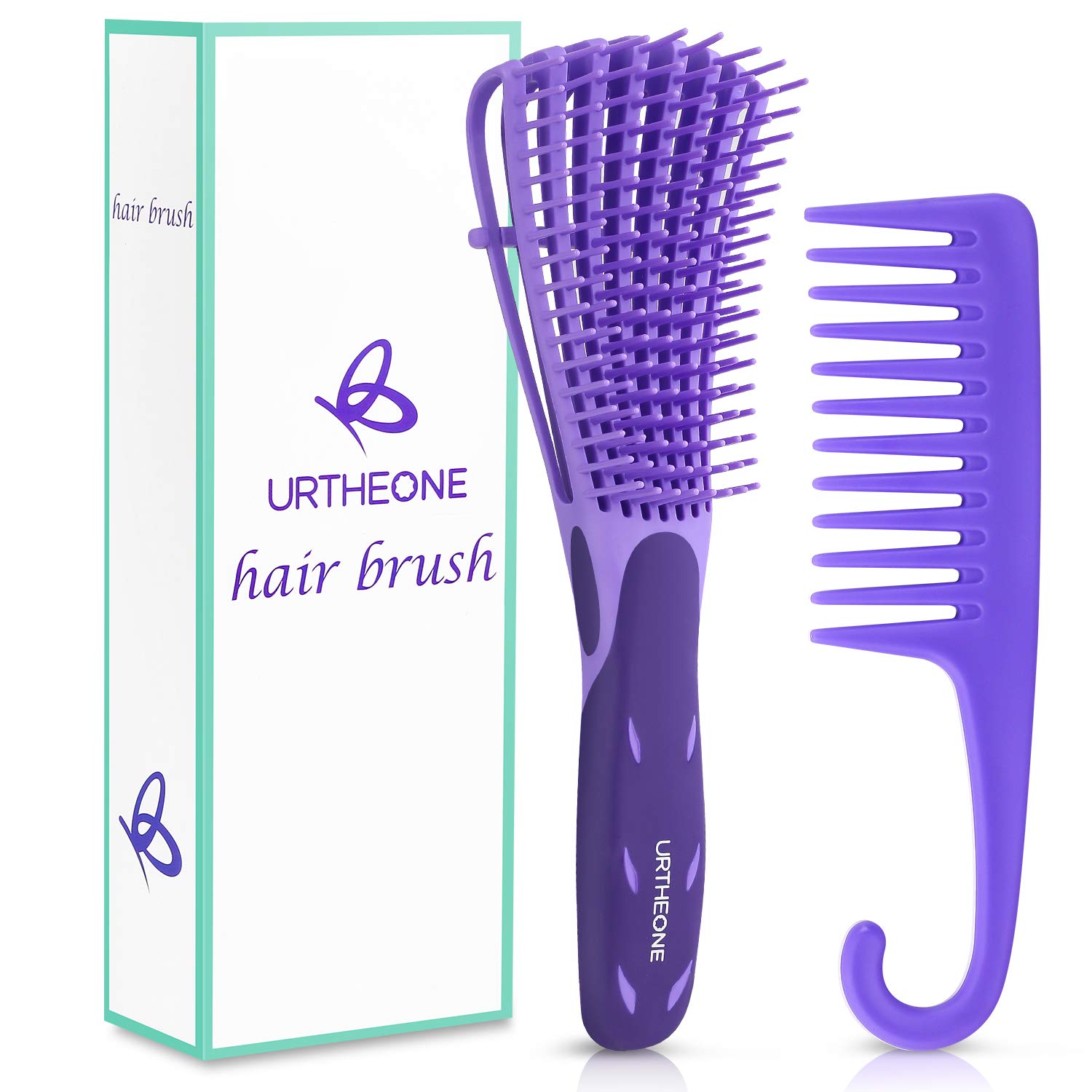 Detangling Hair Brush, Detangling brush for Adults and Kids, Comb Set for  Kinky Curly Coily and Wavy Hair, For Wet and Dry Hair, Afro American Type  3a-4c, Comfortable Grip(Purple)