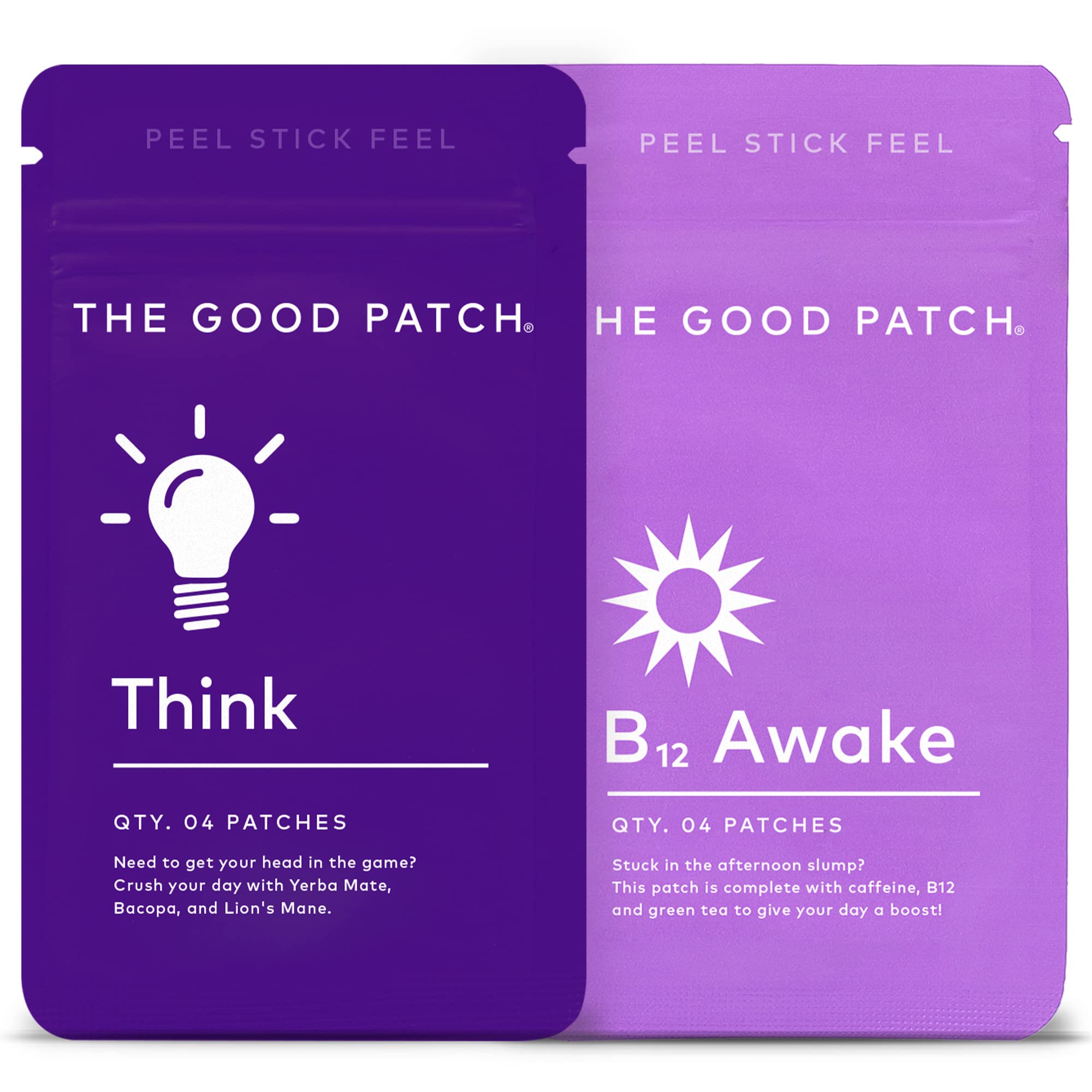 The Good Patch Weekday Hustle Duo - B12 Awake and Think Wellness Patches -  Steady Release Plant Powered Support with Caffeine (8 Total Patches)