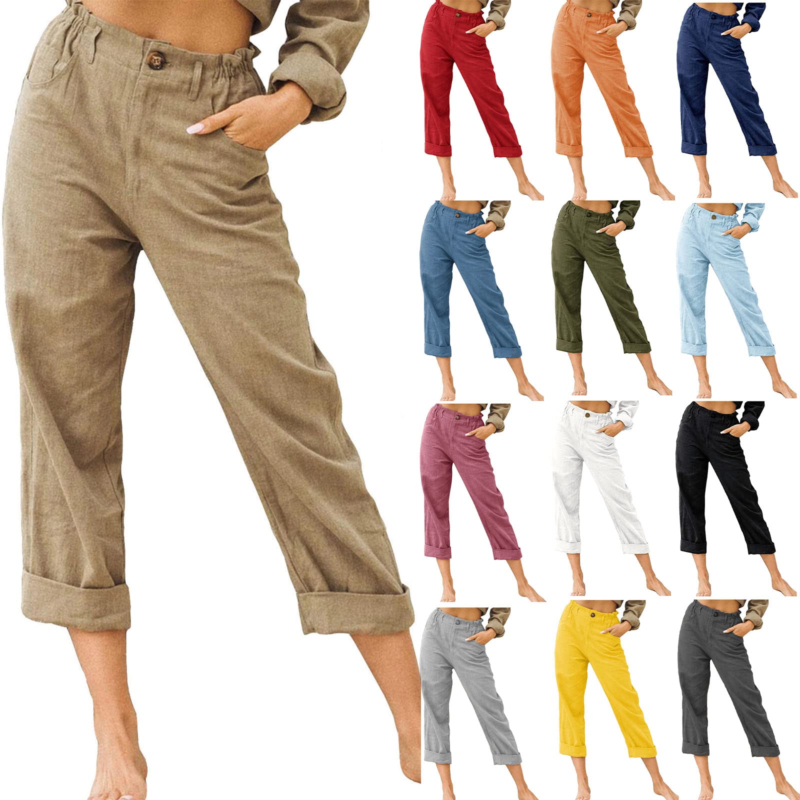 Summer Women's Pants Cotton Linen Large Size Casual Loose Ankle-length  Capri Pants Drawstring Harem Pants Women… | Harem pants women, Fashion pants,  Pants for women