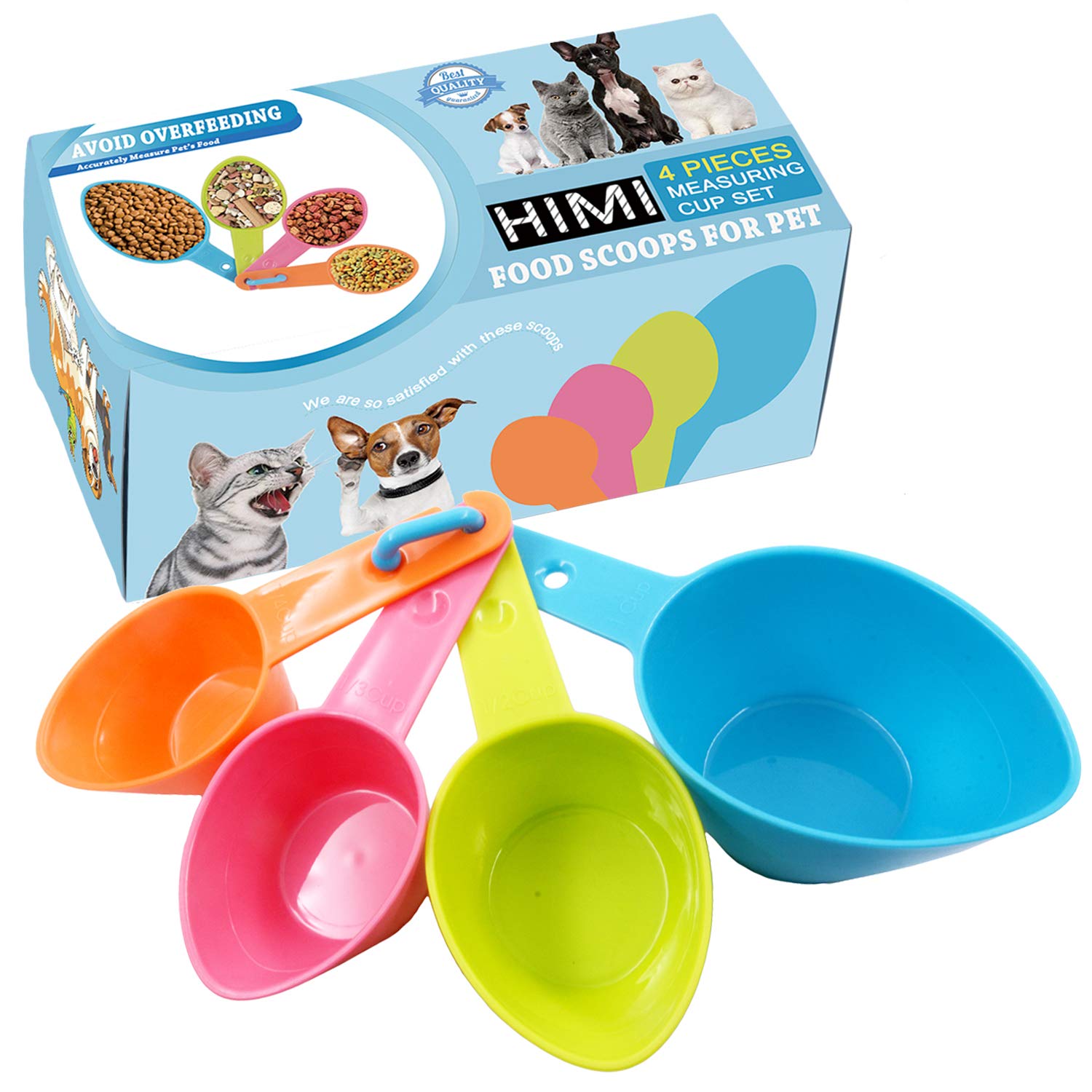 HINMAY Pet Food Scoops Plastic Measuring Cups Set for Dog Cat and Bird Food  (Random Color)