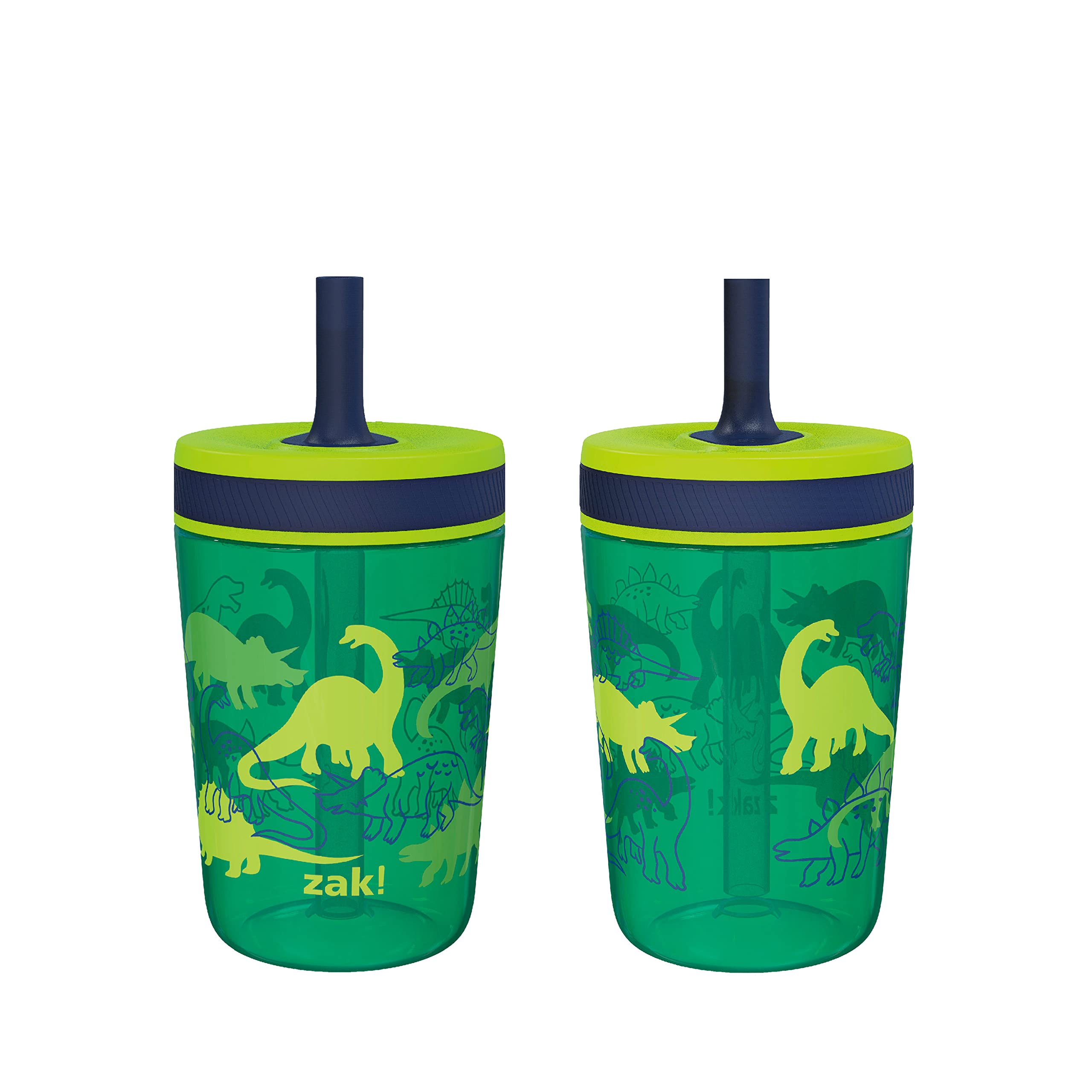 Zak Designs Kelso 15 oz Tumbler Set (Dino Camo) Non-BPA Leak-Proof