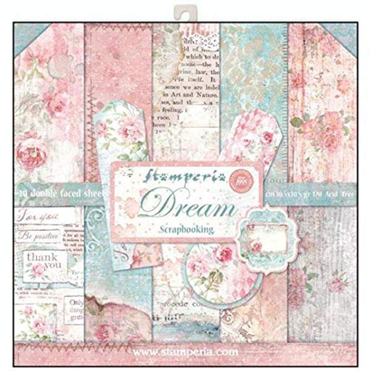 STAMPERIA INTERNATIONAL KFT PAPER PAD 12X12 10PK DREAM Pink Blue