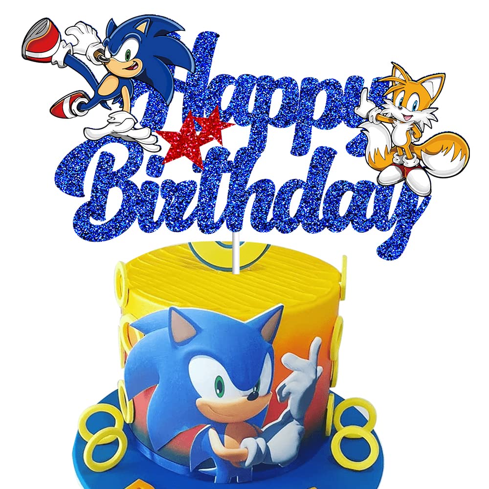 Sonic Birthday Cake Topper Set with Sonic Figures and Themed Accessories