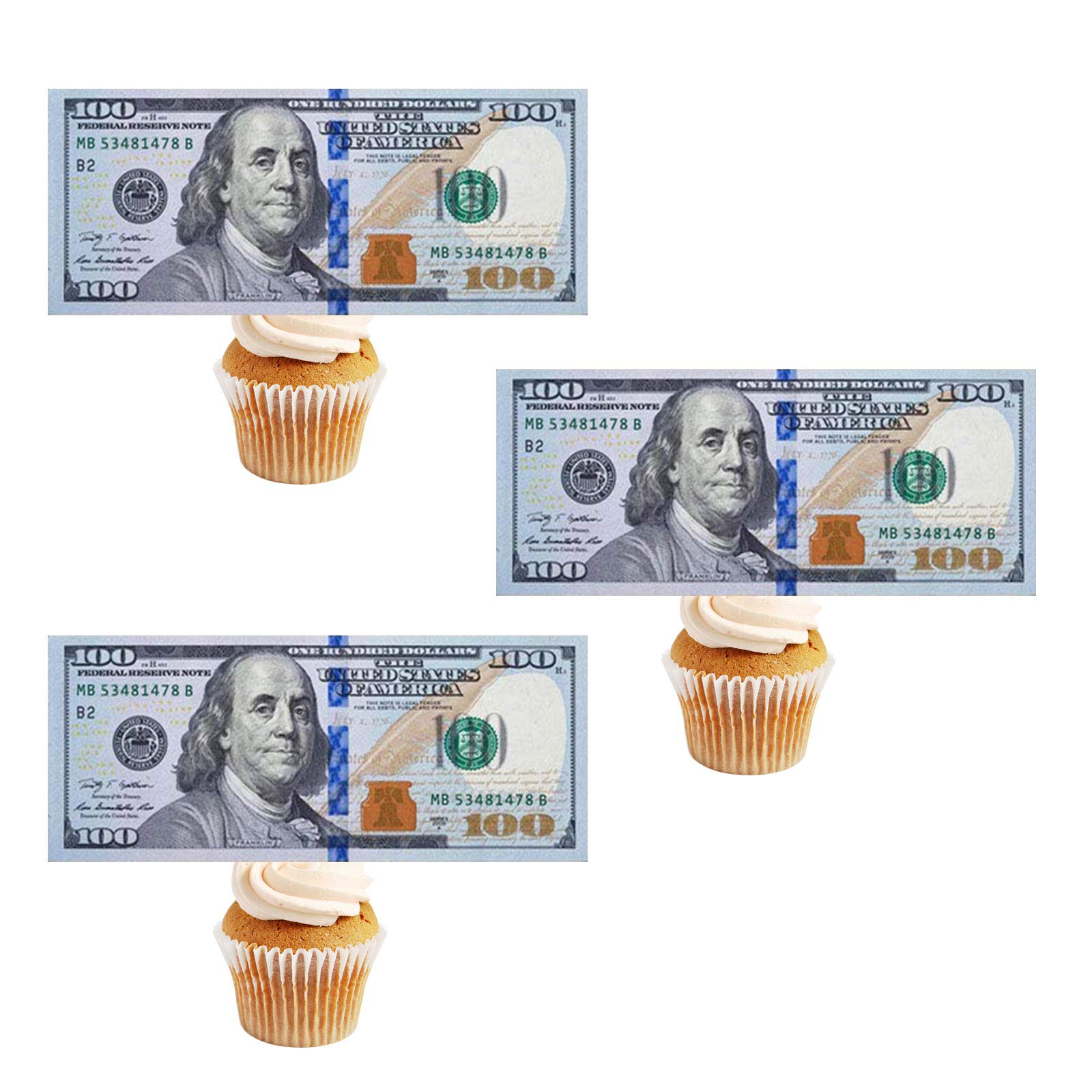  Morofme Edible Money Cake Topper 30pcs Edible 100 Dollar Bill  Cake Cupcake Toppers, Edible Money Image Wafer Paper Cake Decorations  Precut Fake Money for Birthday Party Supplies : Grocery & Gourmet
