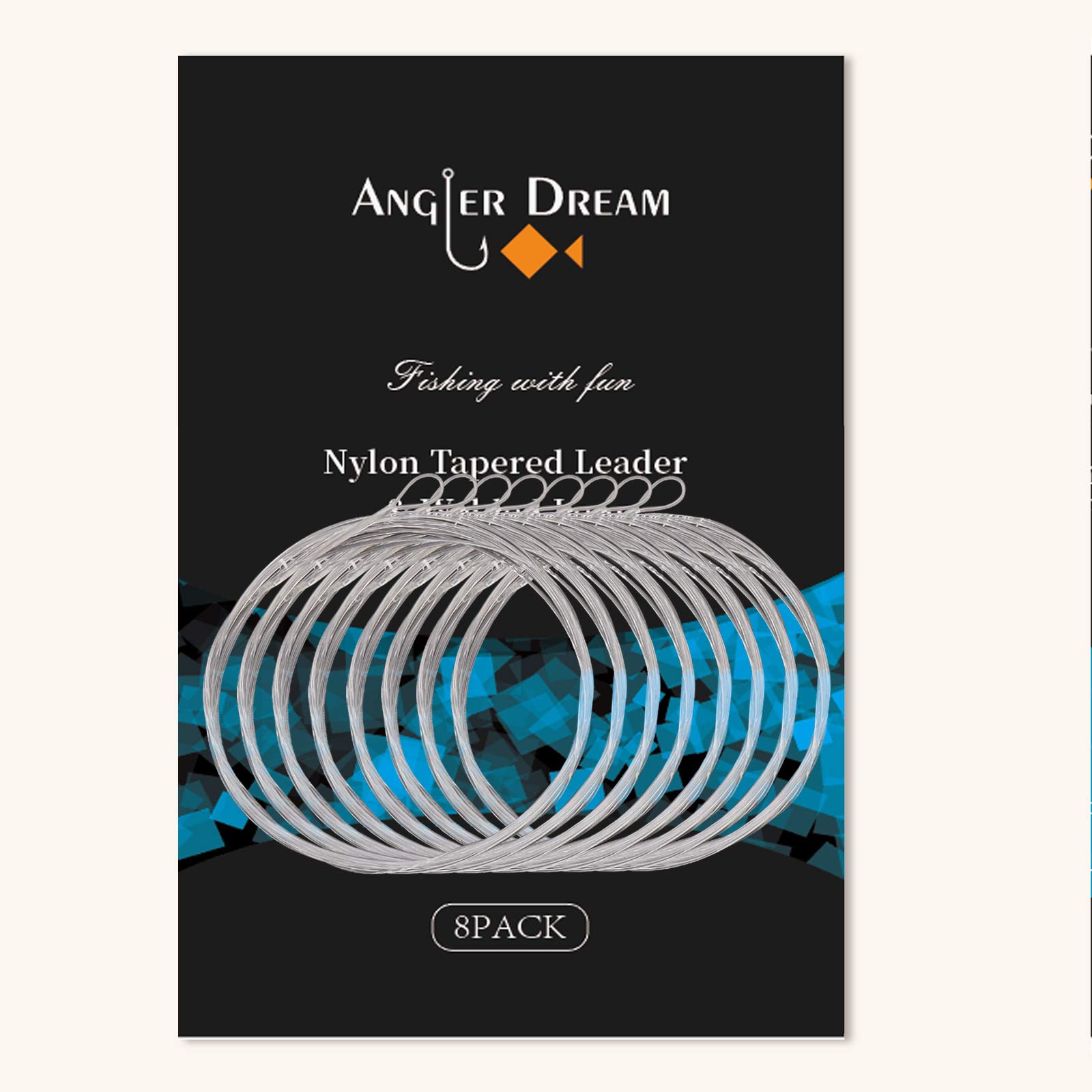ANGLER DREAM 8 Pack Welded Tapered Leader Fly Fishing Leader with Loop 9ft  0/1/2/3/4/5/6/7X Nylon Fly Leader Welded Loop Fly Leader 4x