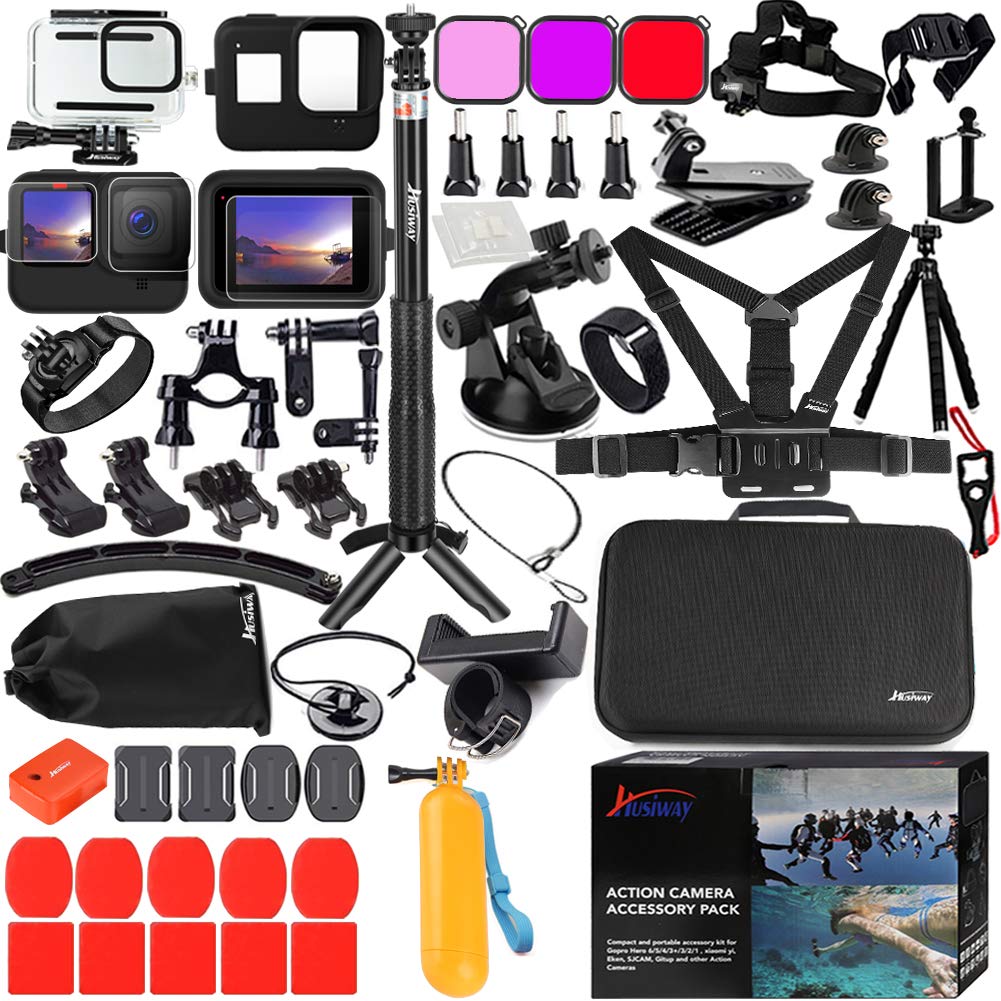 Husiway Accessories Kit for Gopro Hero 11 10 9 Black Waterproof