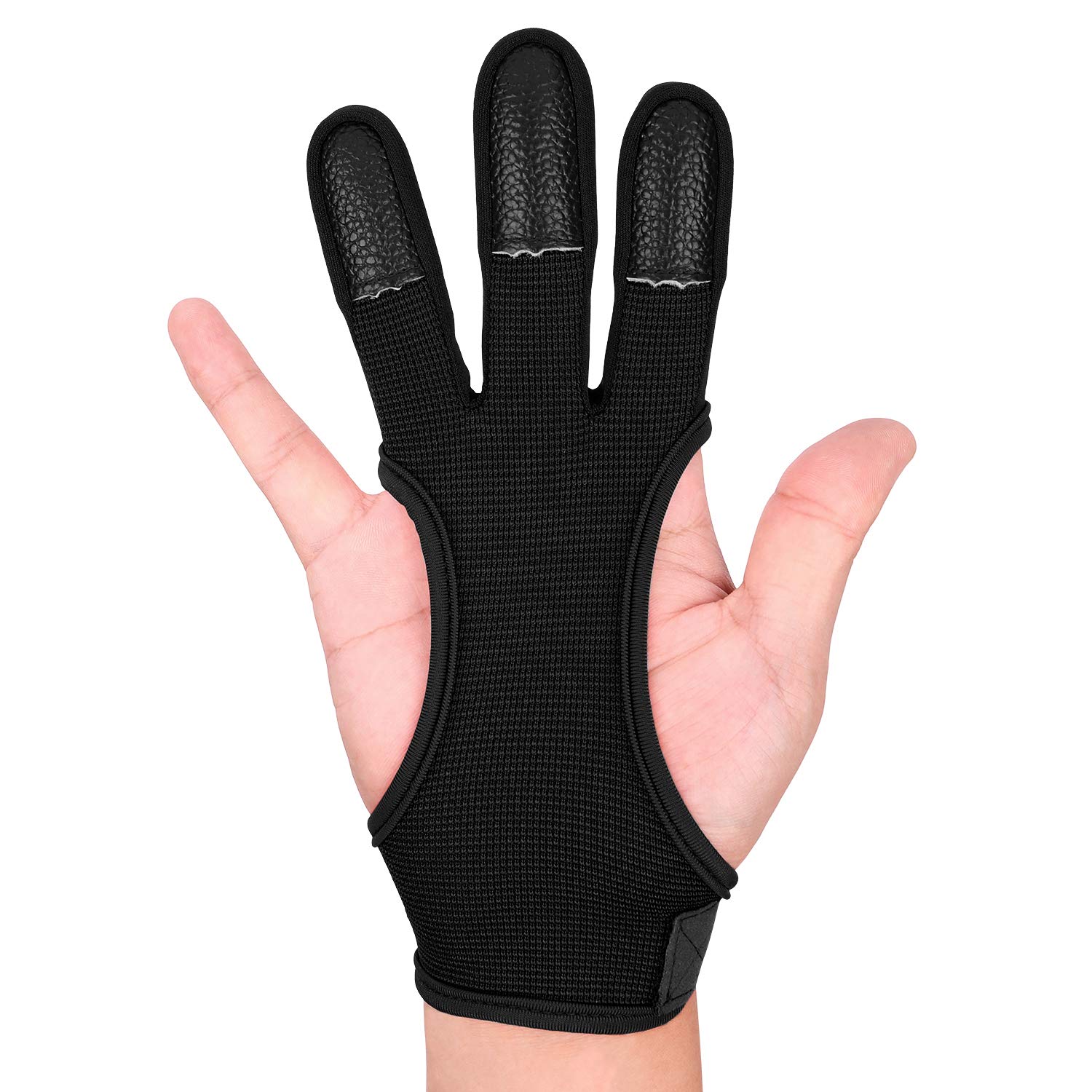 FitsT4 Archery Gloves Leather Padded Three Finger Protector Bow Shooting  Hunting Non Slip Glove for Kids Youth Adult Beginner 1-black Medium