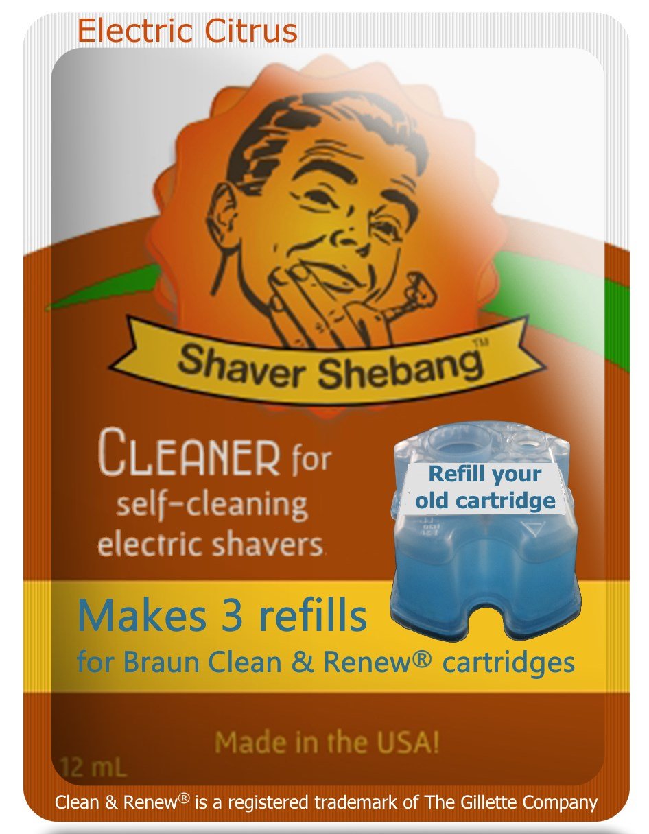 3 Pack Shaver Shebang Citrus Cleaner. Makes 9 Compatible Refills for Braun  Clean & Renew cartridges - Made in USA 9 refills - 3 packets Electric Citrus