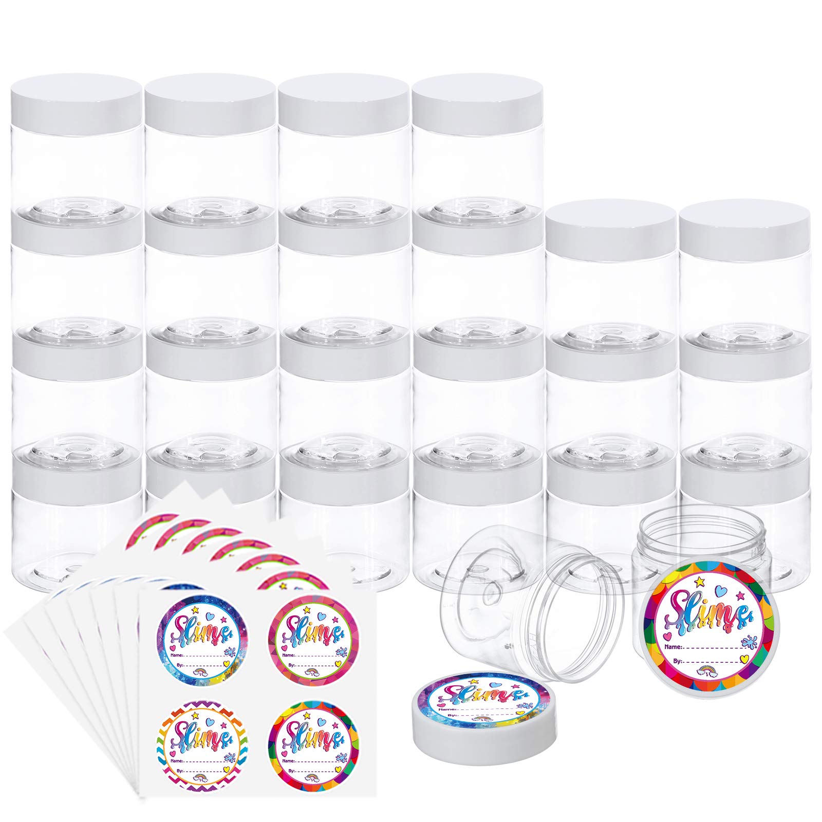 Habbi 24 Pack 6oz Slime Containers with Lids Plastic Jars Containers for  Slime with White Water