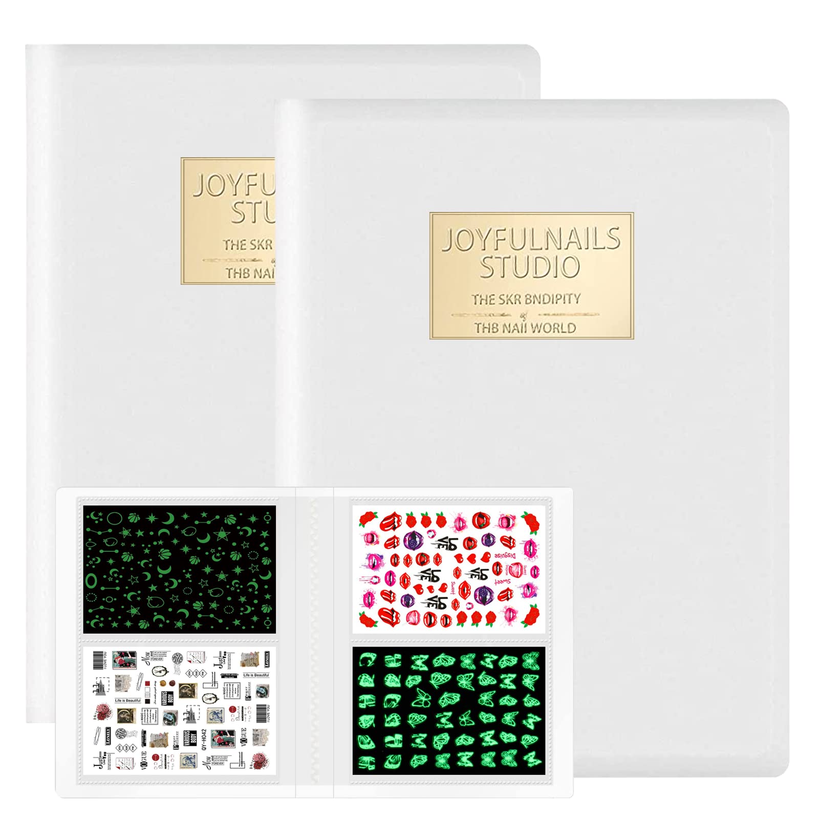 2Pcs Nail Art Sticker Storage Book HOINCO 160 Slots Nail Sticker Organizer  Nail Sticker Binder Collecting