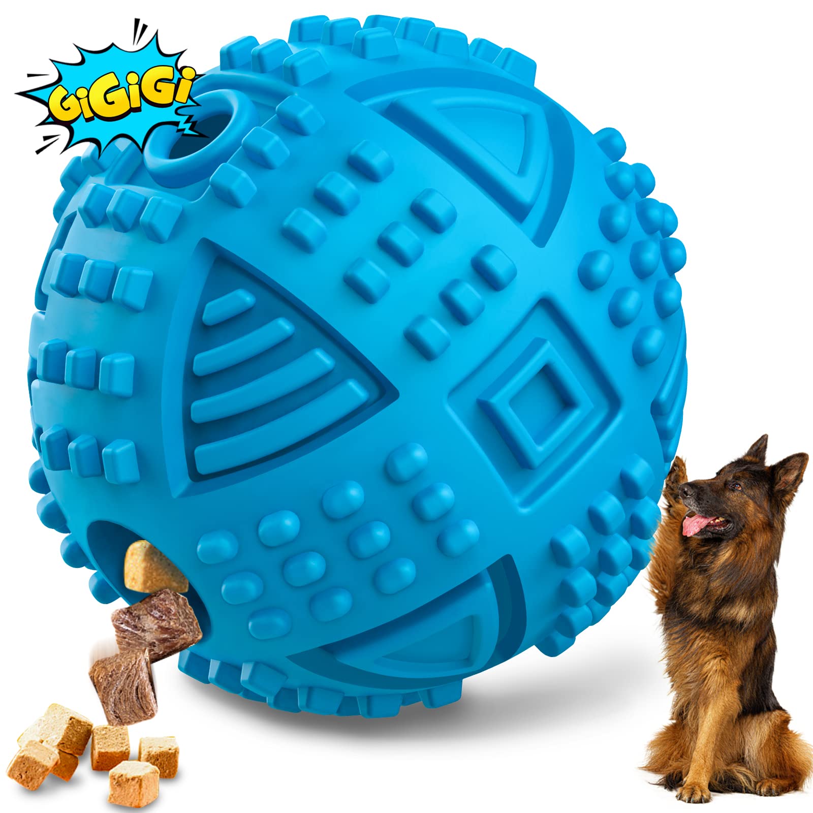 IFurffy Treat Dispensing Dog Toys, Interactive Dog Puzzle Chew Toys for  Aggressive Chewers, Durable Natural Rubber Dog Food Toys for IQ Training 