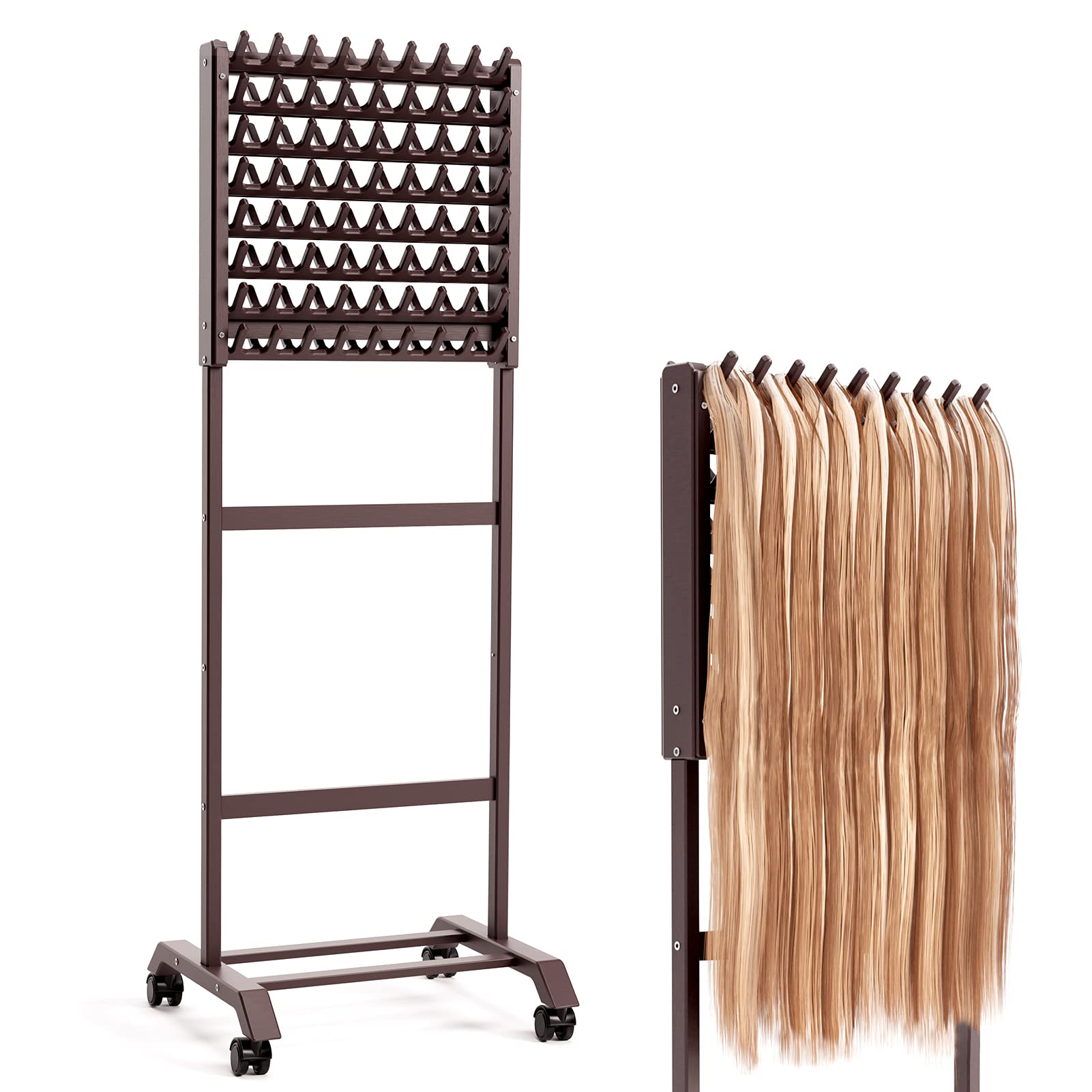 Yumkfoi Braiding Hair Rack with Sawtooth Pegs 144 Pegs Wooden Hair