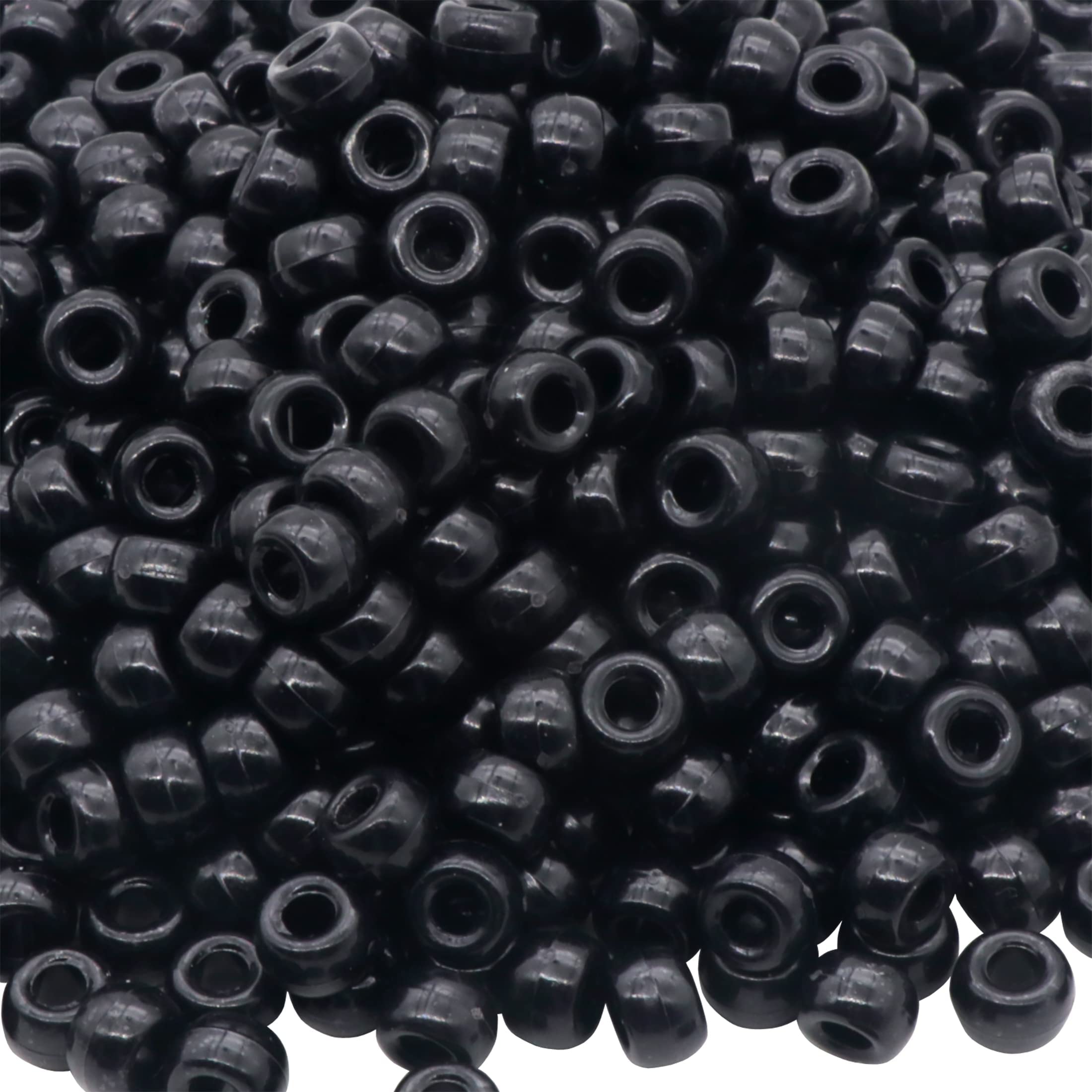 1000Pcs Pony Beads Bracelet 9mm Black Plastic Barrel Pony Beads