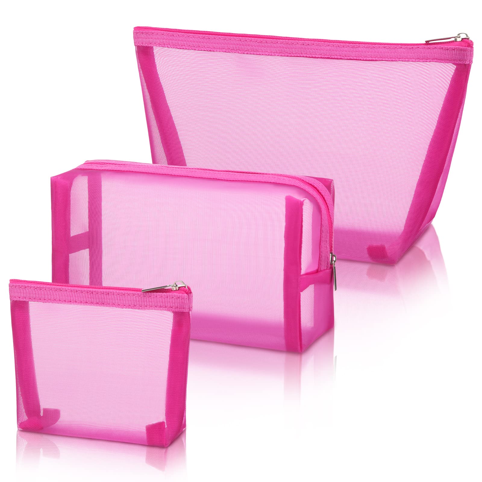 3 Pieces Mesh Cosmetic Bag Mesh Makeup Bags Mesh Zipper Pouch for Offices  Travel Accessories, 3