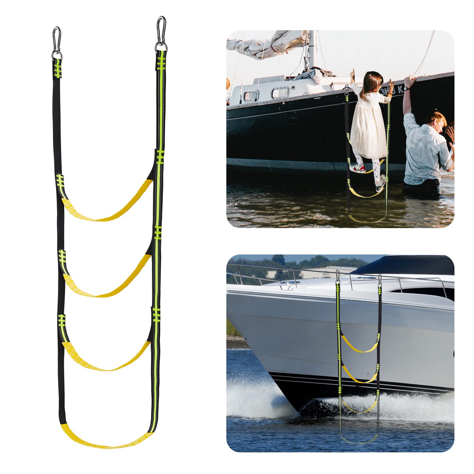 VENMATE 4 Step Boat Rope Ladder,Portable Boarding Ladder,Fishing