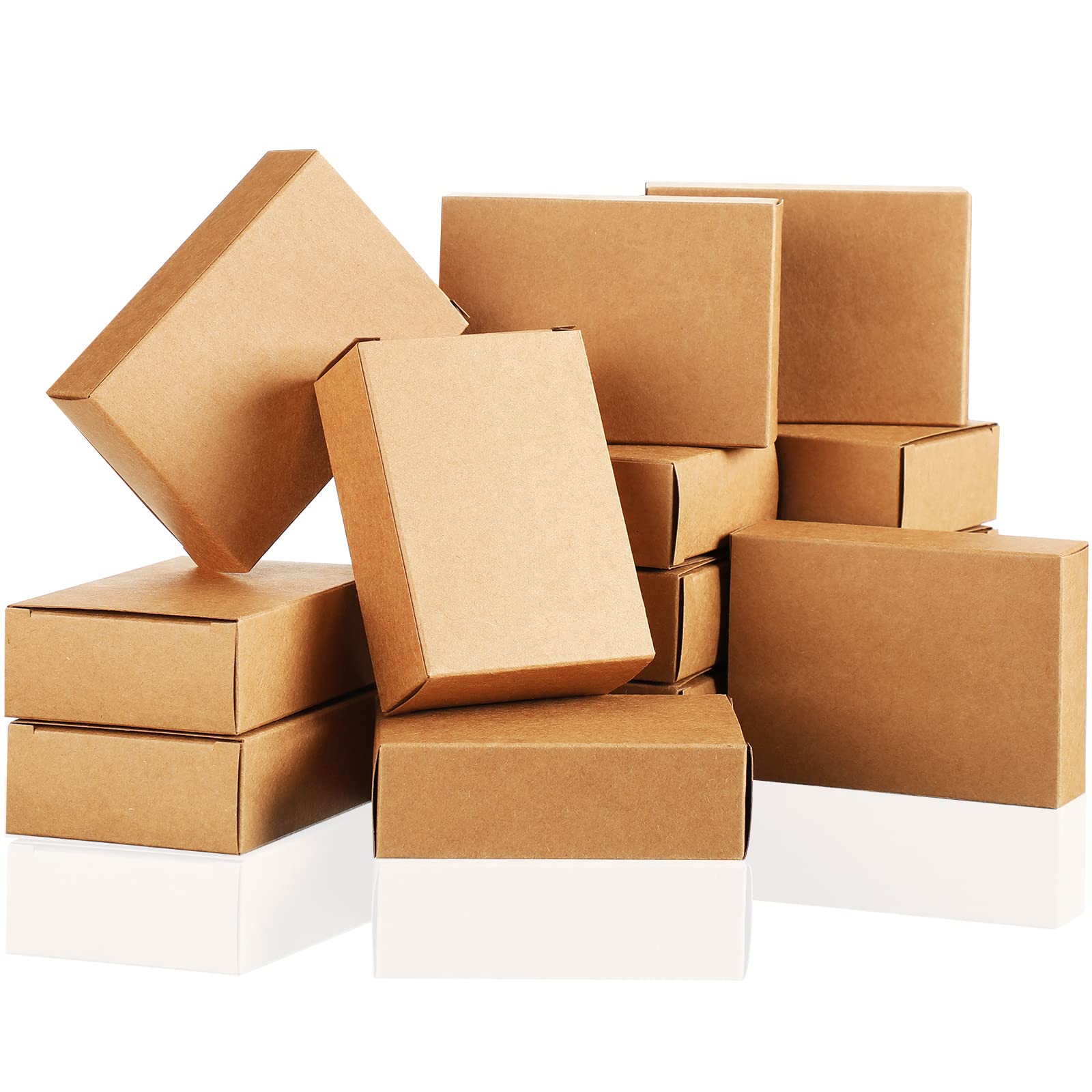 50pcs Kraft Paper Box with Clear Window Cardboard Boxes Soap Boxes