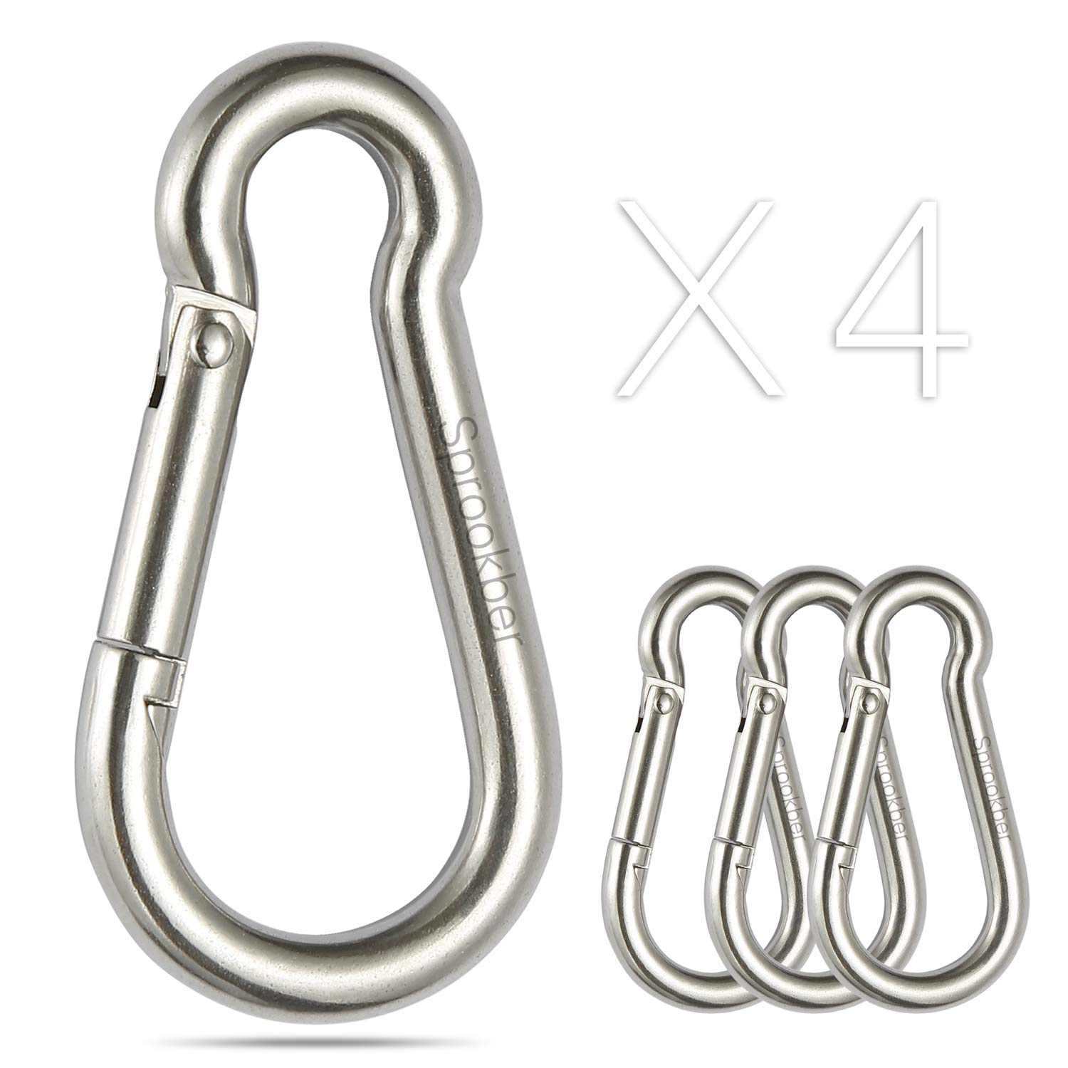 4 Inch Heavy Duty Carabiner Clips,Extra Large Stainless Steel Carabiner for  Gym,2 Pcs Snap Hooks