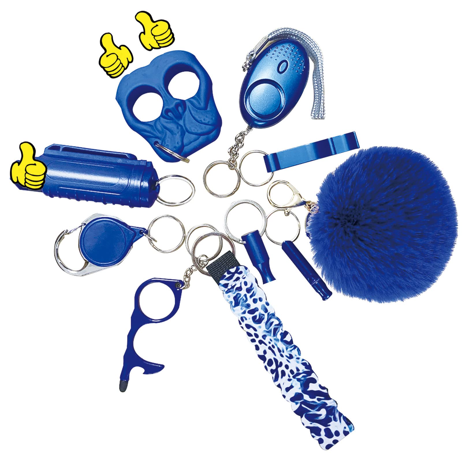 Safety Keychain Set for Woman with Personal Safety Alarm, Pom Pom