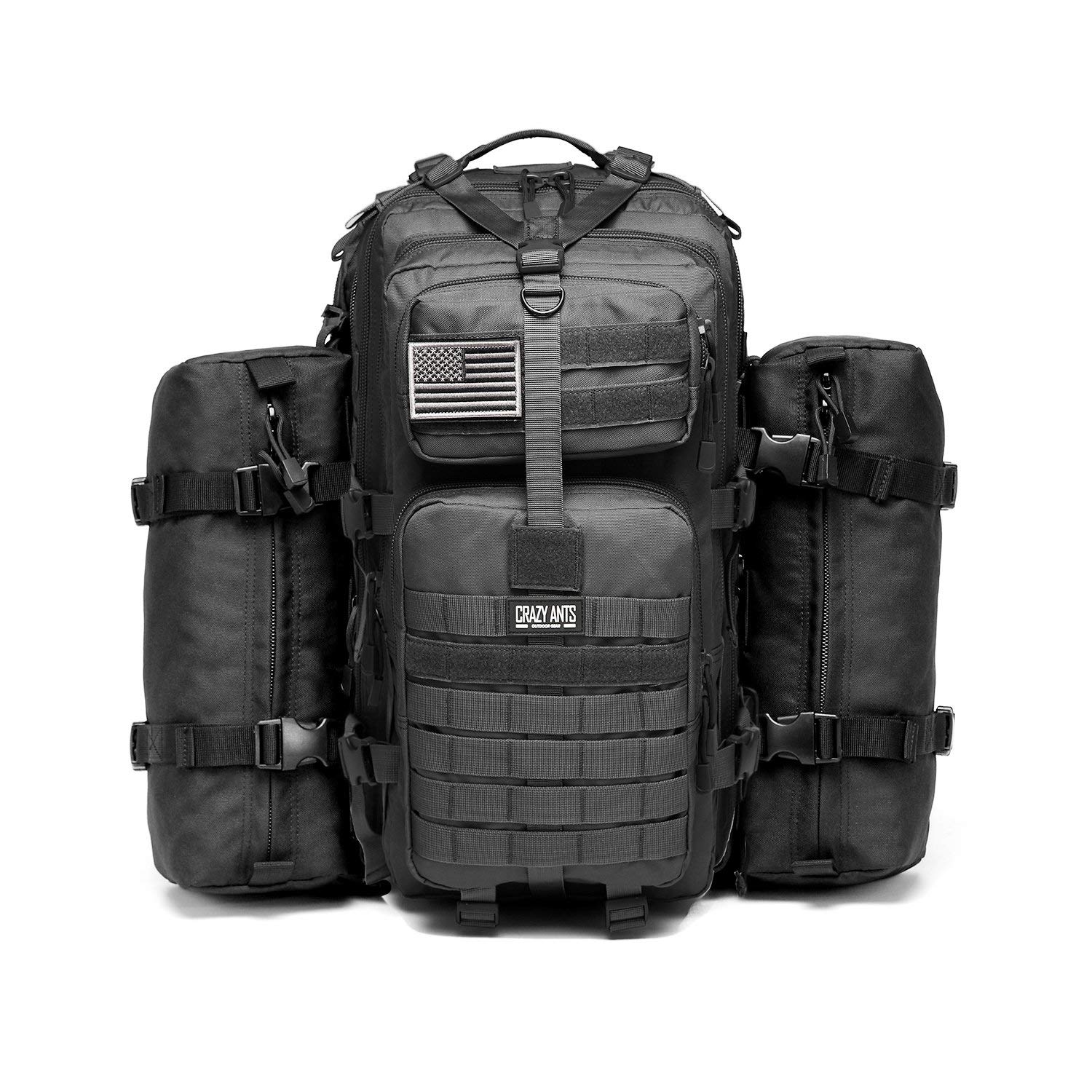 Military Tactical Backpack with 2 Detachable Packs, Army Assault Pack,  Large Fieldline Molle Bag, Polyester Tactical Bag 50L (with 2 detachable  bags) Black