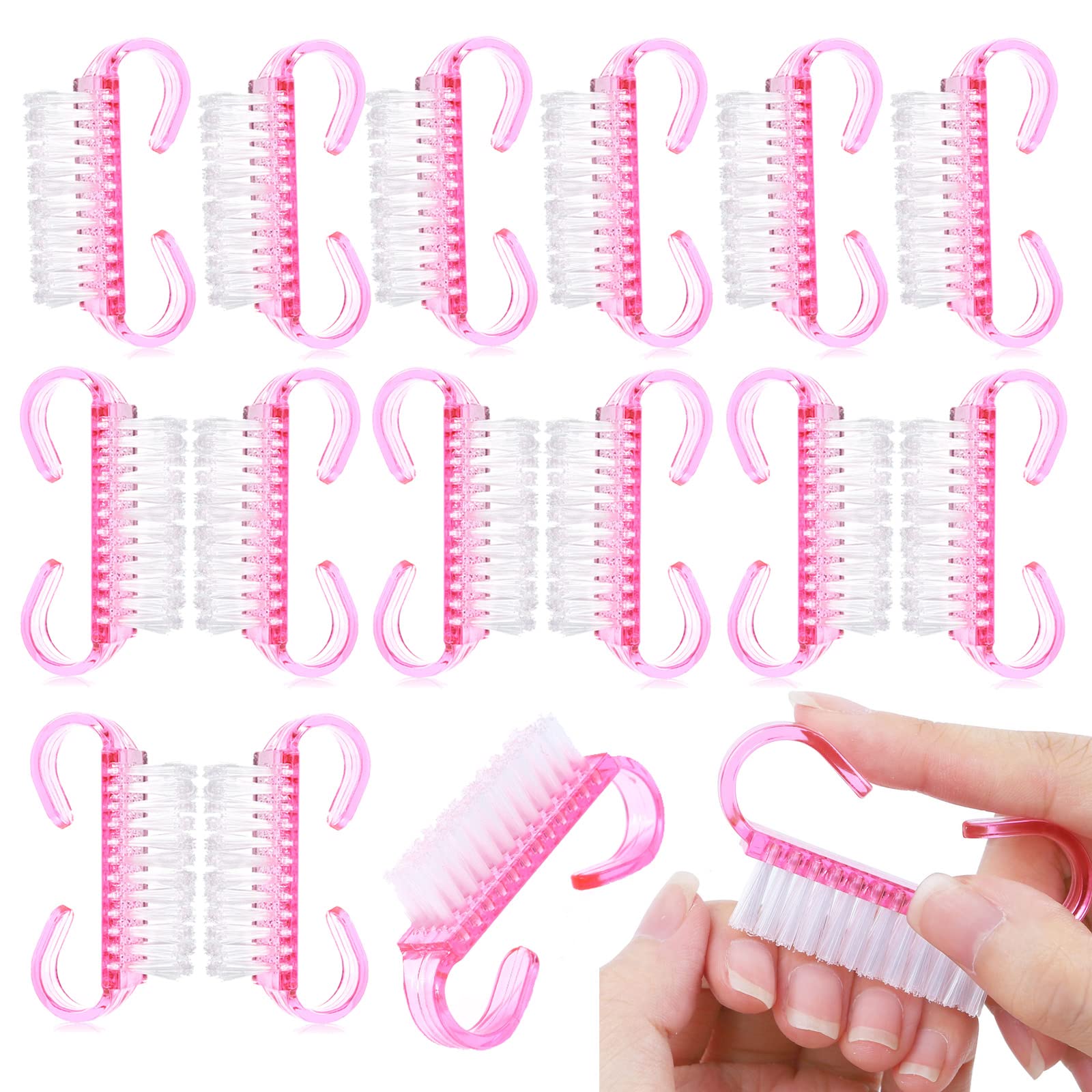 2pcs Pink Handle Grip Nail Brush, Hand Fingernail Cleaner Brush Manicure  Tools Scrub Cleaning Brushes Kit, Use For Toe And Nail Cleaning Nail Brush