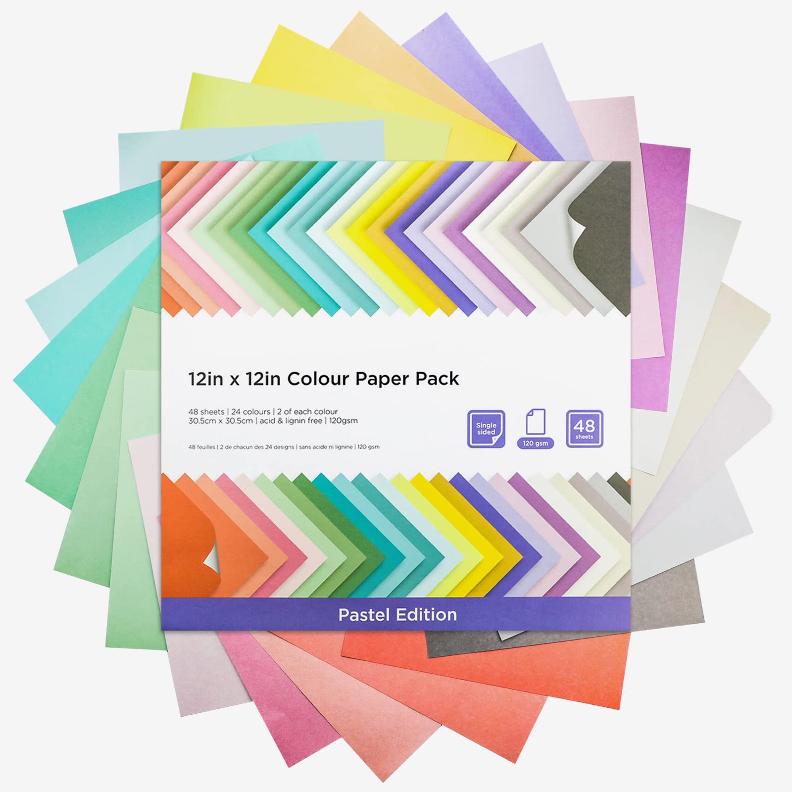 Livholic 48 Sheets Pastel Color Scrapbook Paper 12x12 Inch 24 Assorted  Colored Card stock 120gsm 32lb Rainbow Paper for Cardmaking, Assorted Color  Shading Projects,Origami,Kids Crafts Pastel Edition