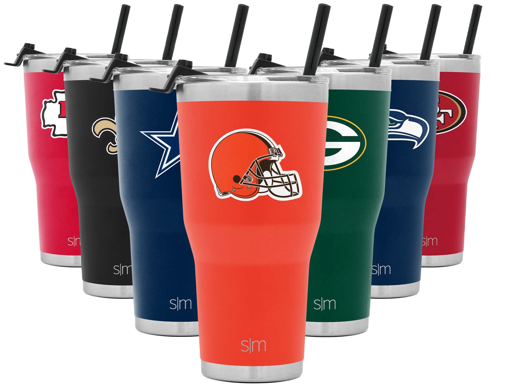 Simple Modern Officially Licensed NFL Insulated Stainless Steel Tumbler  with Clear Flip Lid and Straw