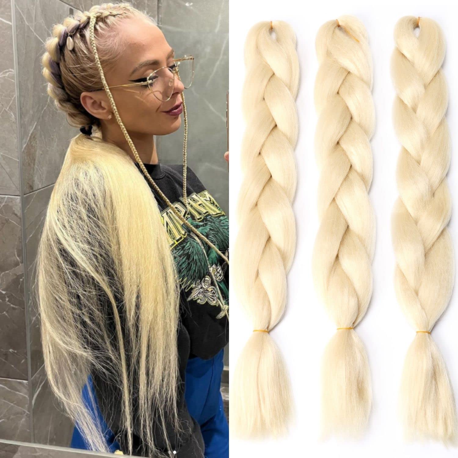 Braids Extensions Jumbo Braids Synthetic Hair 3 Bundles Synthetic