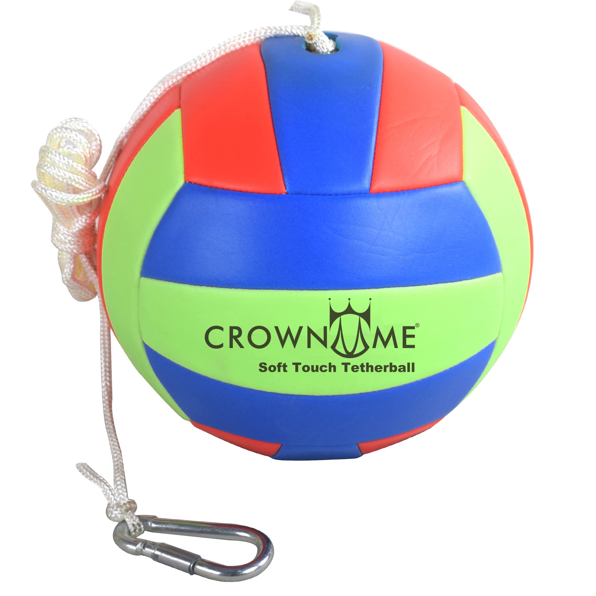 CROWN ME Tetherball Ball and Rope Set- Tetherball Ball with Rope and  Carabineer Hoop, Two-Needles Pump, Glow in Dark Red&Green&Blue
