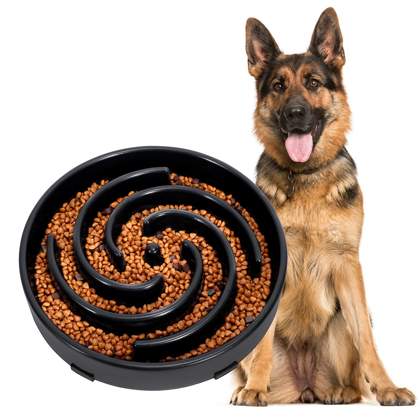 Slow Feeder Dog Bowl Healthy Maze Bowl Slow Eating Dog Bowl Anti-Chocking  Fun Dog Puzzle Feeder for Medium Large Breed Dog, Black
