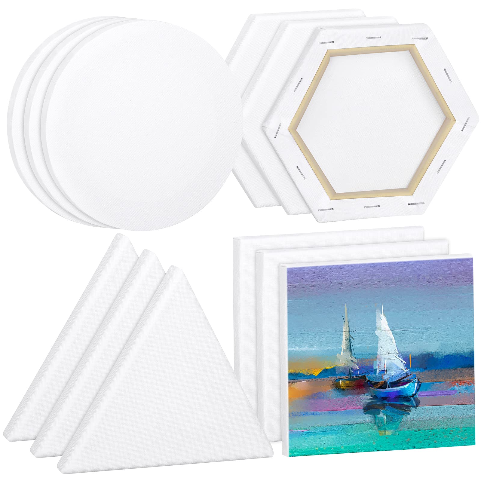 24 Pieces Hexagon Stretched Canvas for Painting Bulk Blank Canvas Panel  White