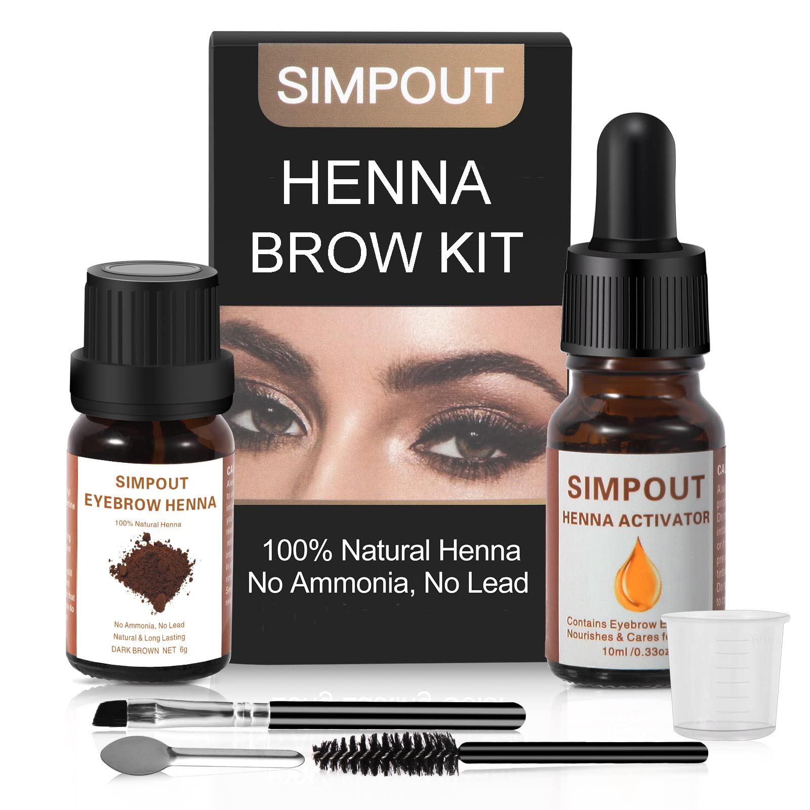Simpout Henna Eyebrow Tint Kit - Pure Natural Brow Color Kit