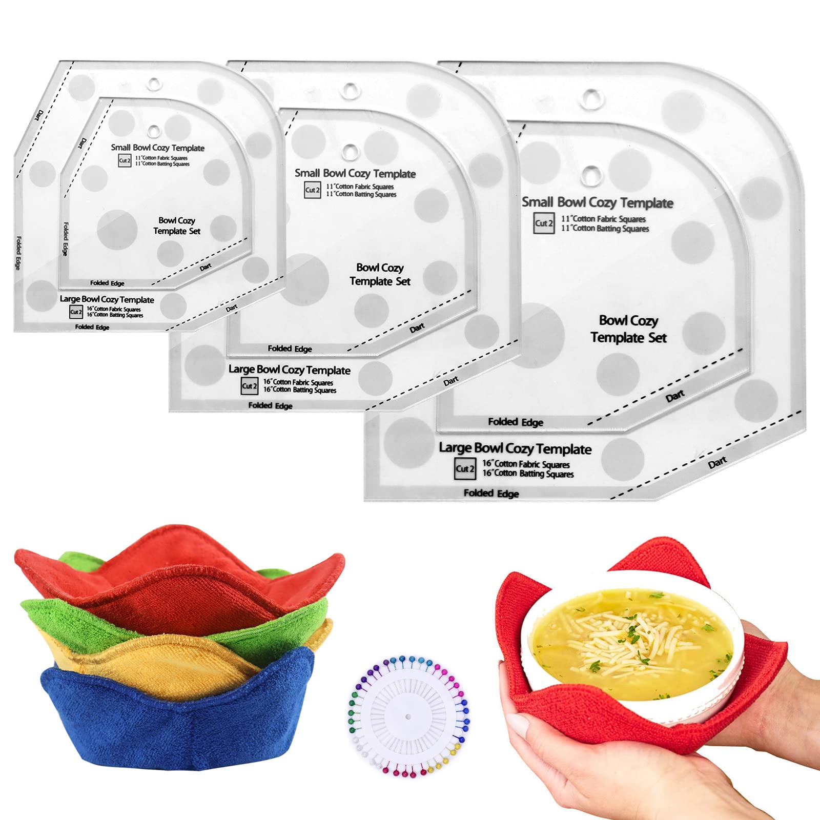 6/8/10 Inch Bowl Cozy Template Cutting Ruler Set Bowl Cozy Pattern Template  DIY Craft Set Dropshipping