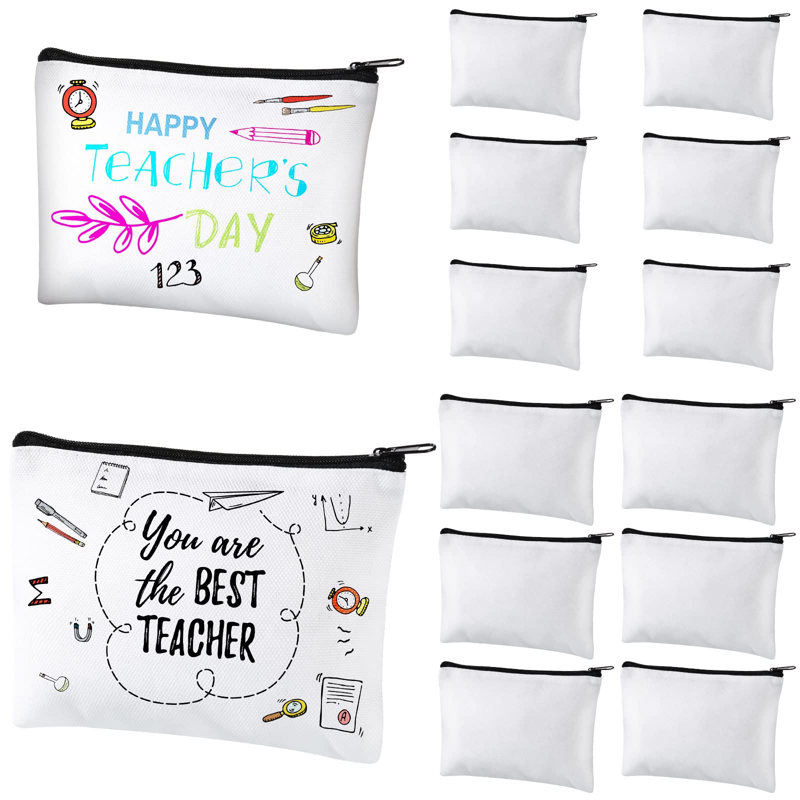 50 Pieces Sublimation Blank Canvas Makeup Bags Bulk Blank DIY Heat Transfer Cosmetic  Makeup Bags Canvas Pen Case Pencil Bags Clear Sublimation Blank Pouch with  Zipper (Mixed Colors 7 x 4.3 Inch)