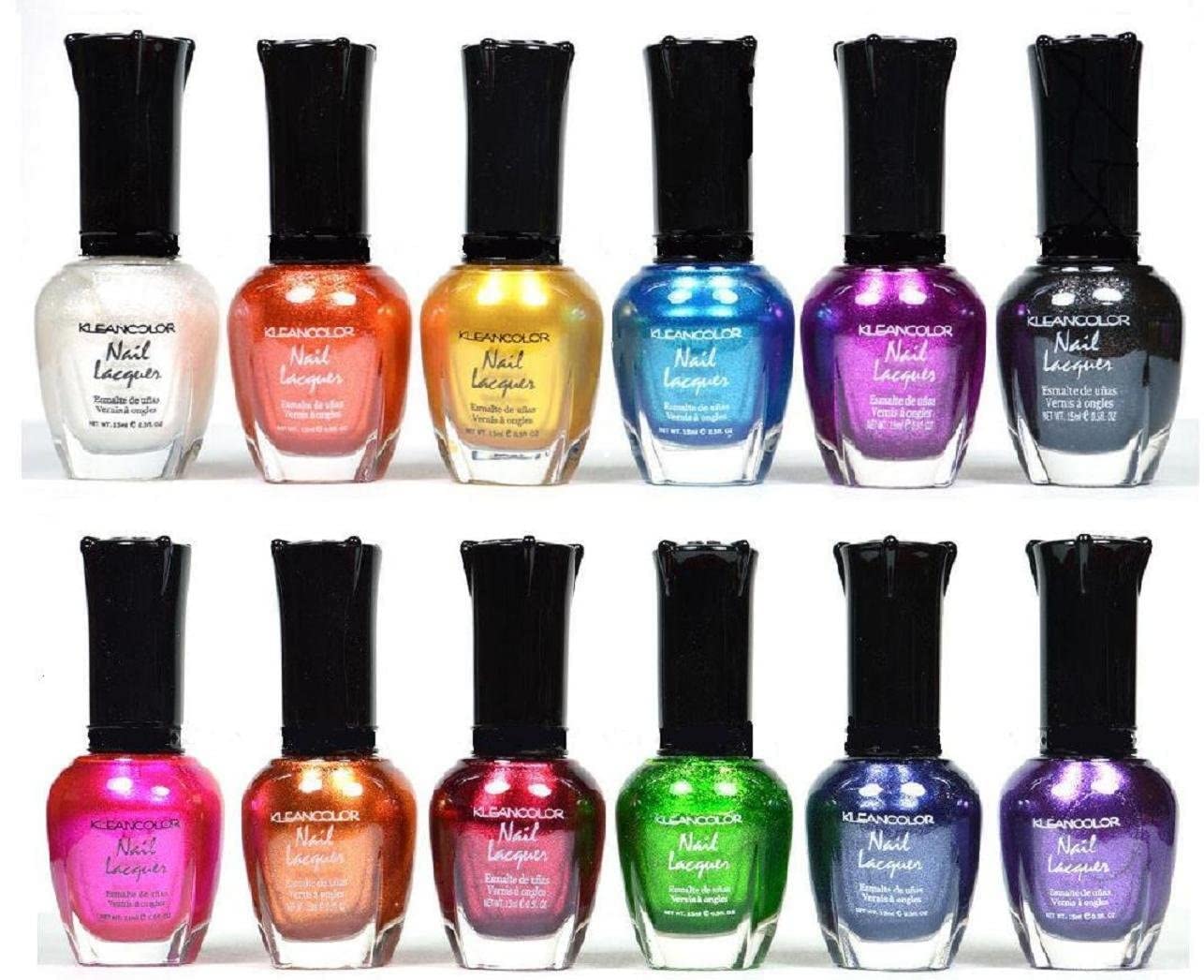 Kleancolor Nail Polish - Awesome Metallic Full Size Lacquer Lot of 12-pc  Set Body Care / Beauty Care / Bodycare 12 Count (Pack of 1) multicolor