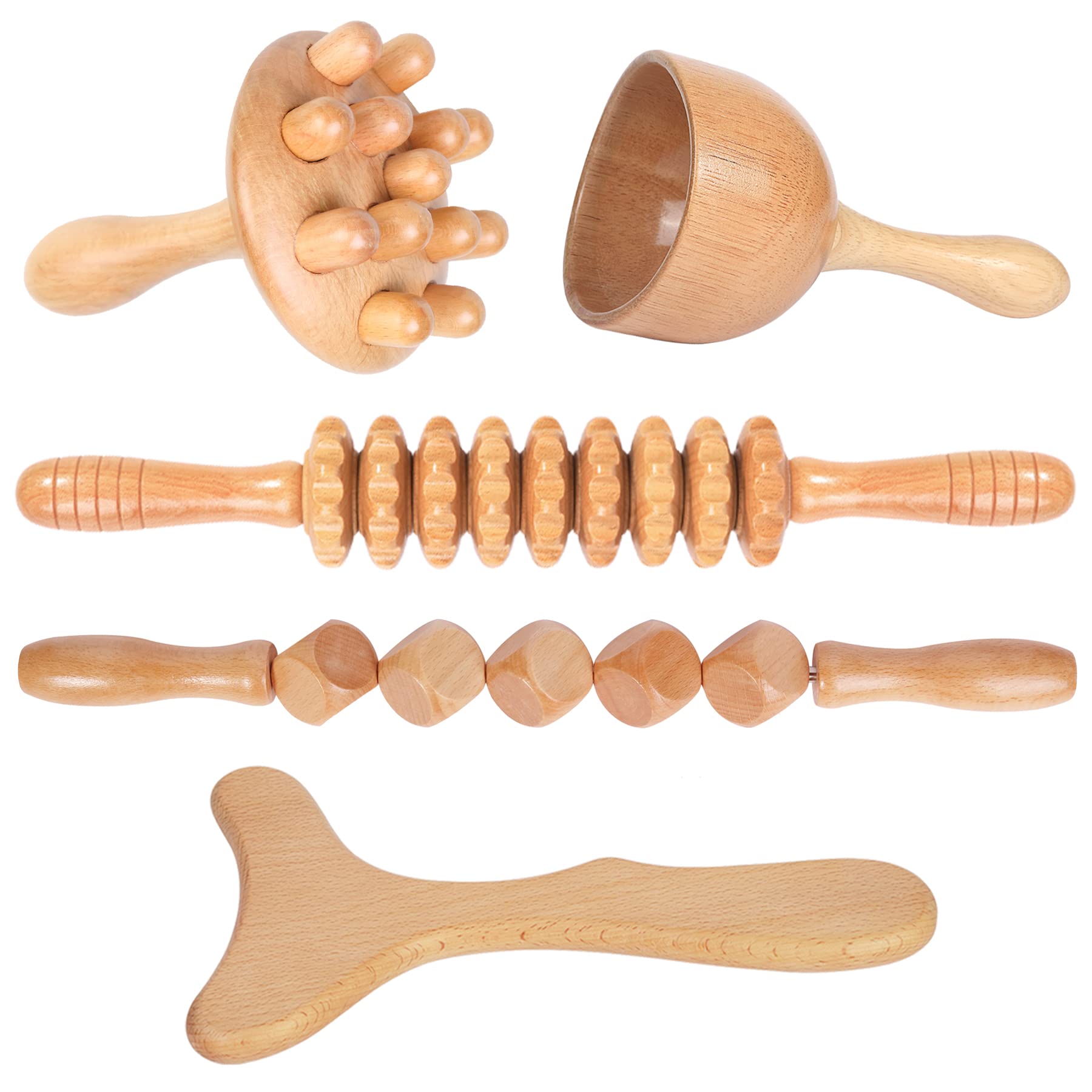 Professional Wood Therapy Massage Tools 5 In 1 Maderoterapia Kit Wooden Massager Lymphatic