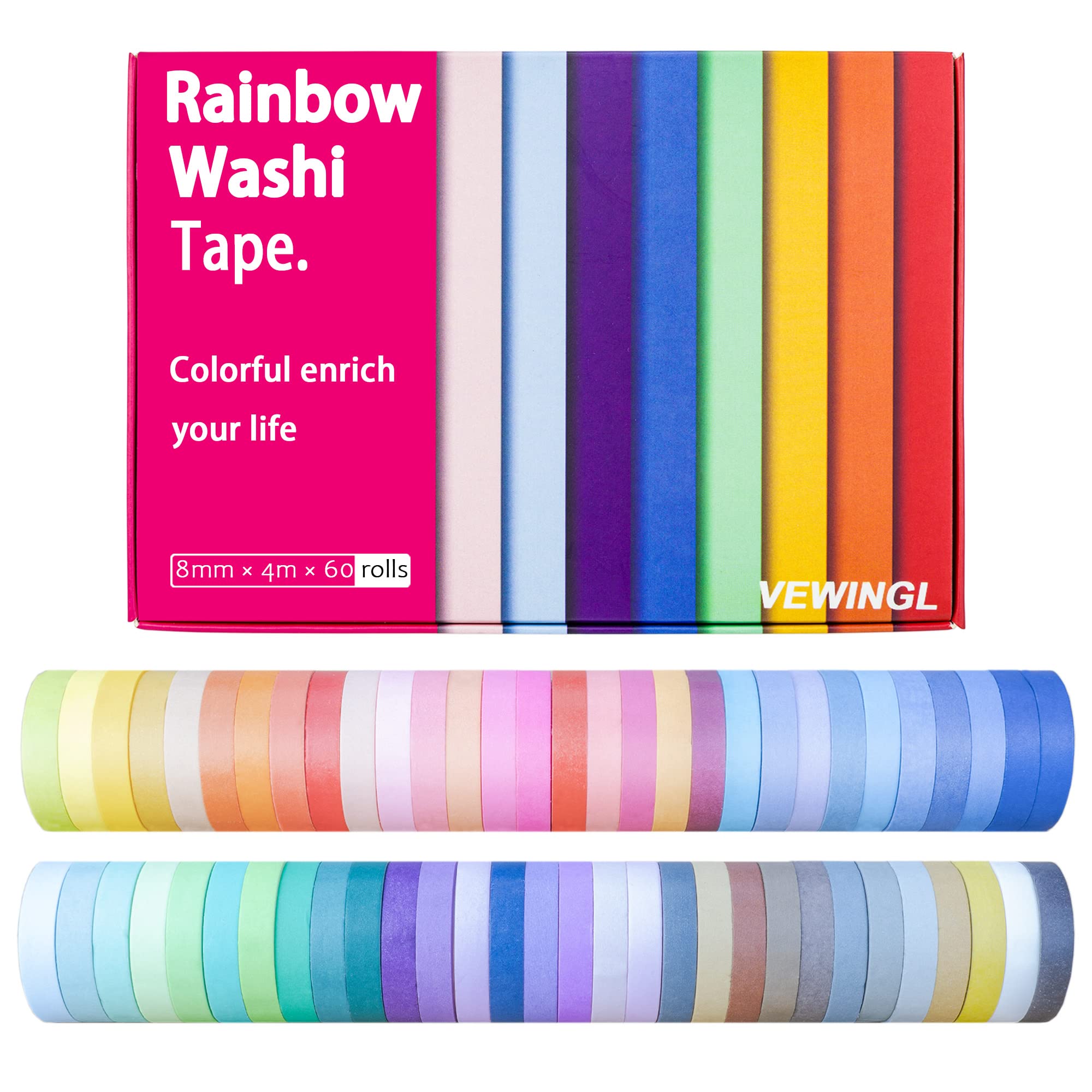 Basic Color Washi Tape 8 Roll Sets