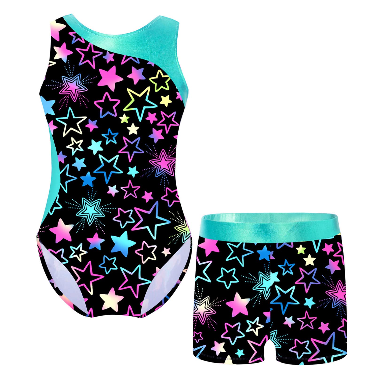 HULIJA Kids Sleeveless Gymnastics Leotard and Boyshorts Set 2