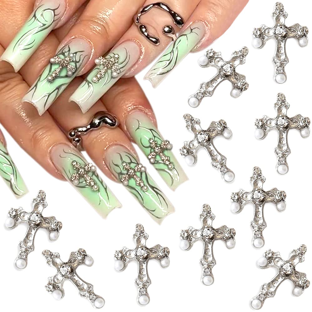 Silver antique Cross nail Decals Gold Christian Nails charms