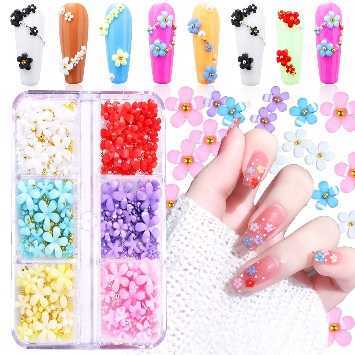 Flowers Nail Art Charms - Resin White Nail Jewelry Manicure Tool  Accessories 1p