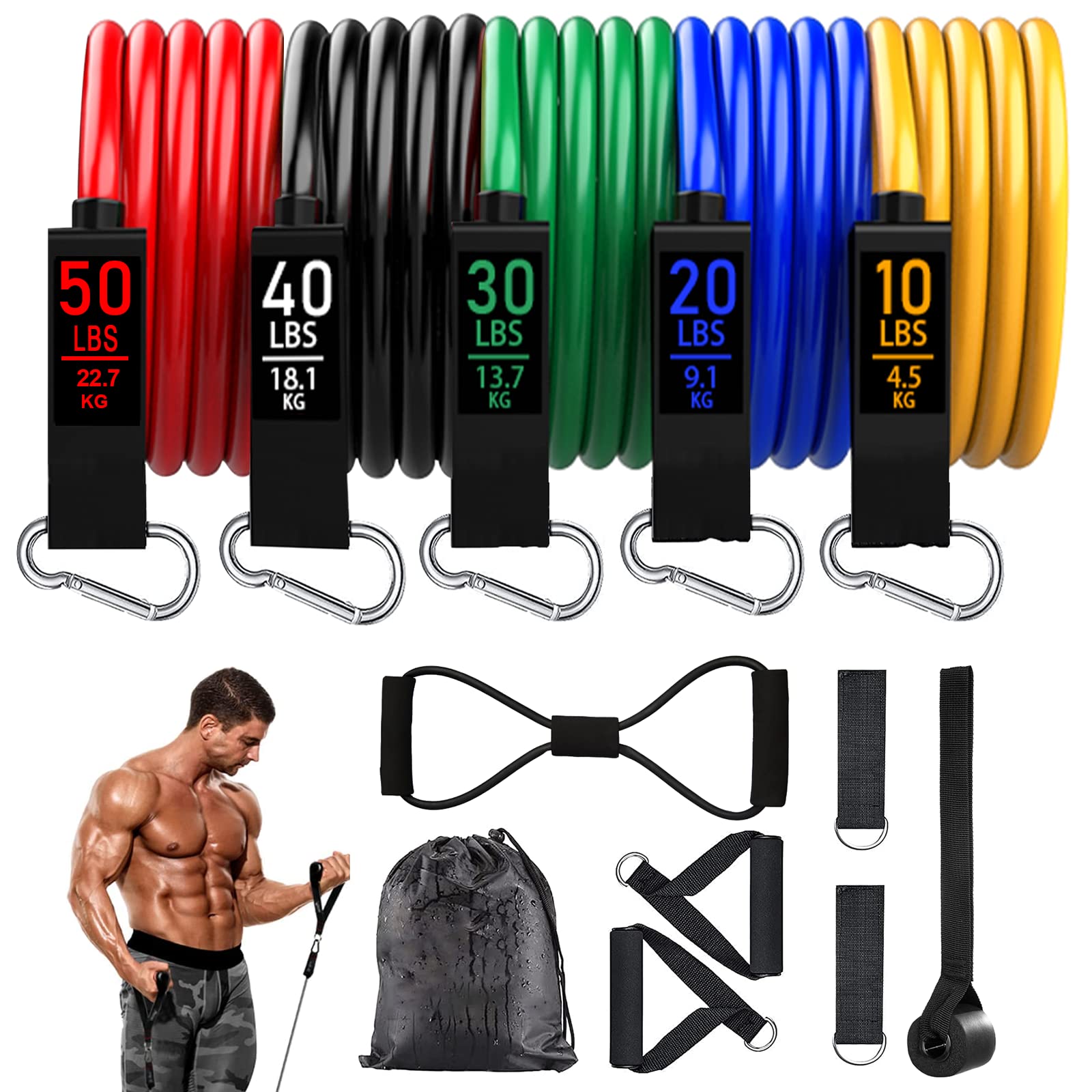 Resistance Bands for Physical Therapy, Multi Point Door Anchor Strap for  Home Gym Workout, Bands with Handles for Recovery, Stretch, Fitness, Door